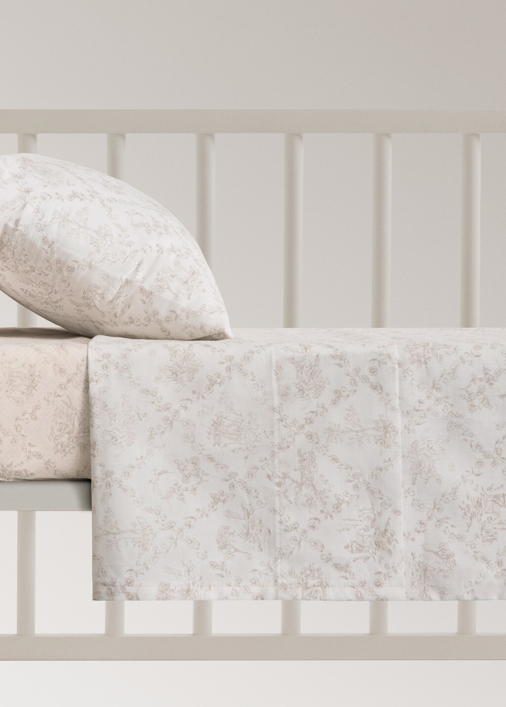 Toile de Jouy percale cotton top sheet for crib