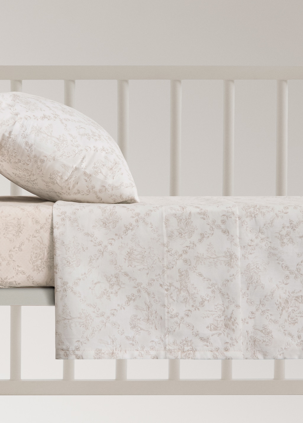 Toile de Jouy percale cotton top sheet for crib