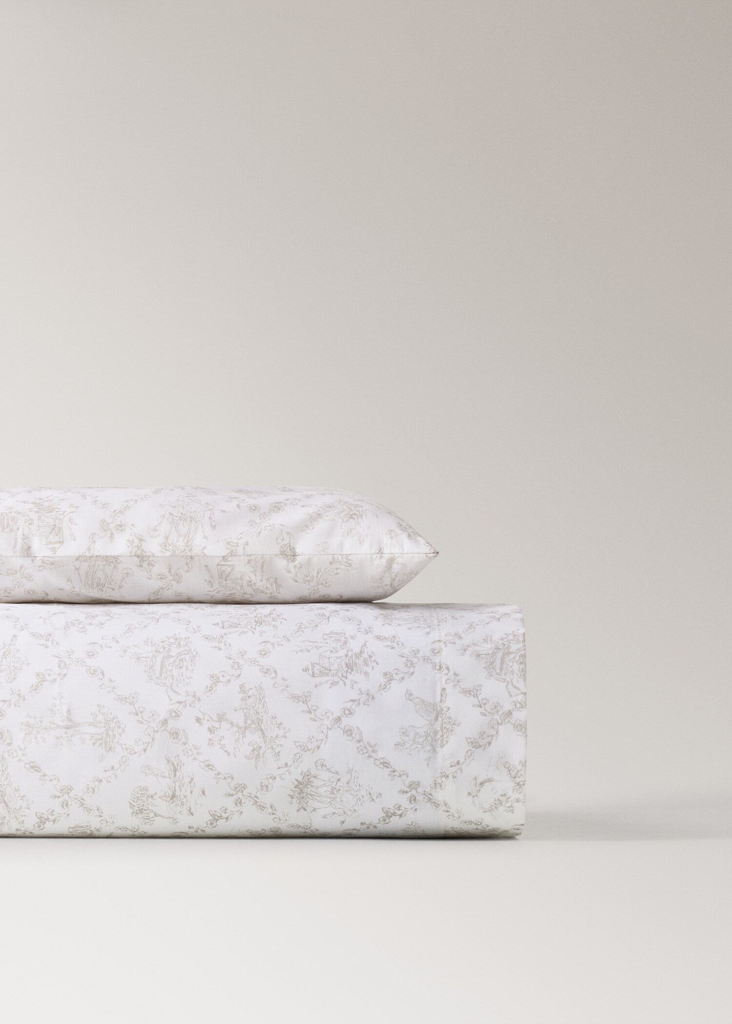Toile de Jouy mini cot top sheet and pillow set - Article without model
