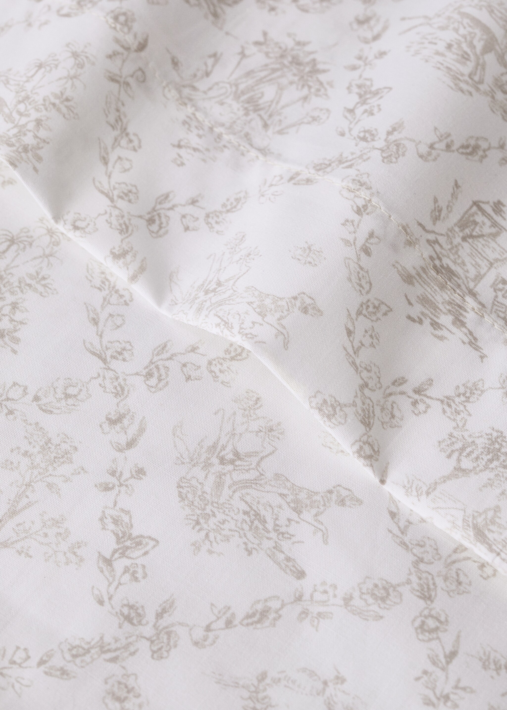 Toile de Jouy mini cot top sheet and pillow set - Details of the article 1, Medium Brown. Ref: 17061550-00.