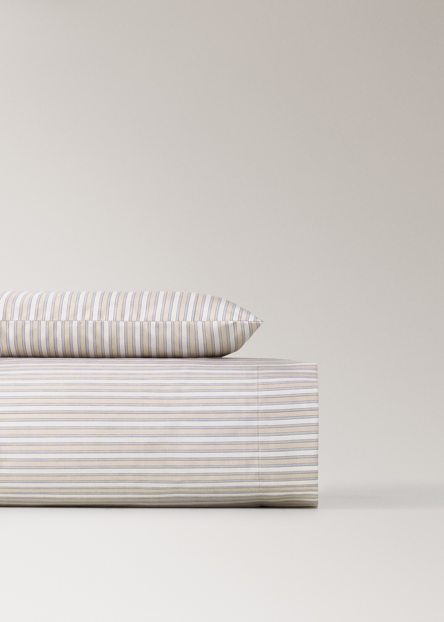 Percale cotton stripe-print set of sheets for mini-cot - Article without model