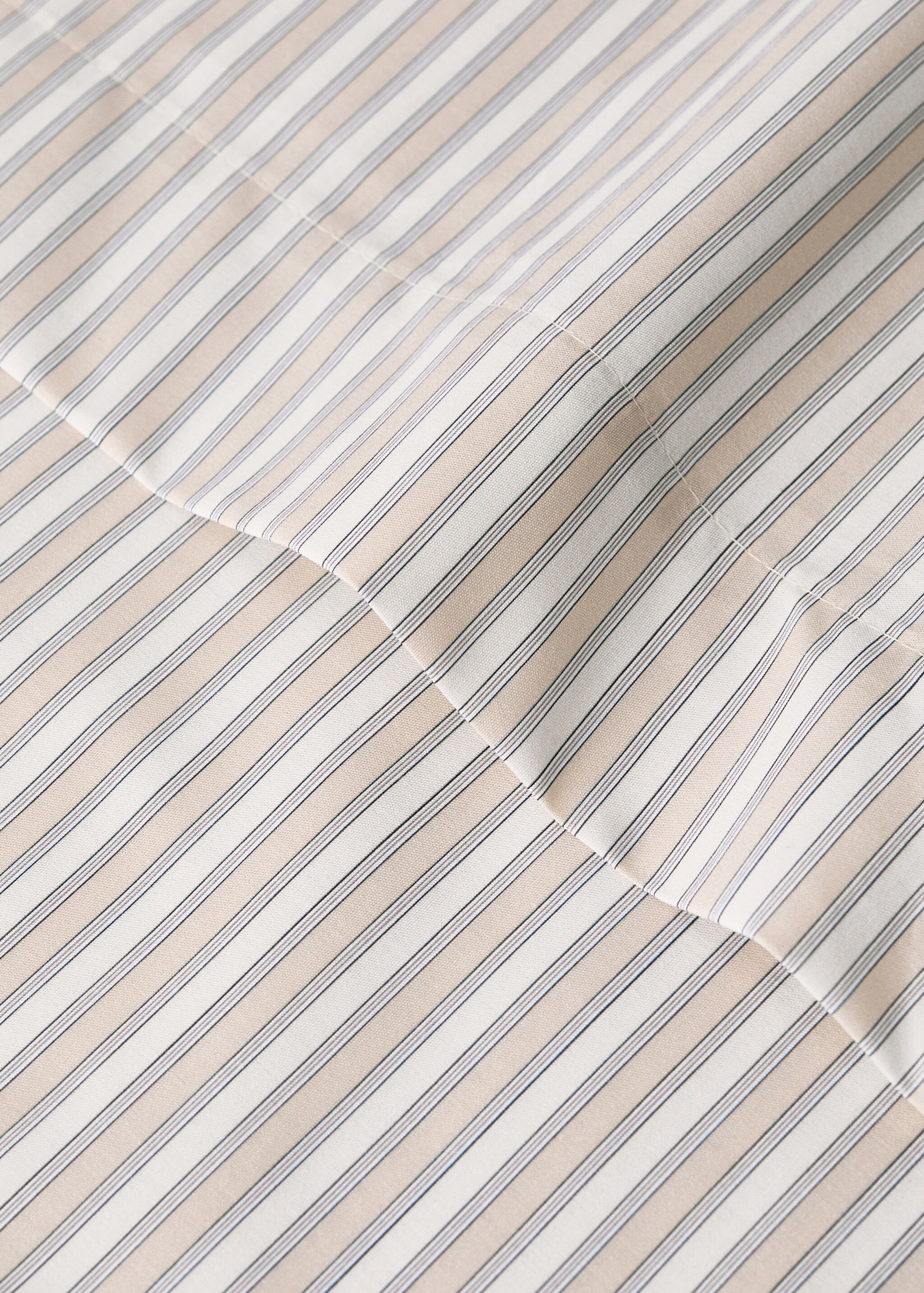 Percale cotton stripe-print set of sheets for mini-cot - Details of the article 1, Vanilla. Ref: 17061553-00.