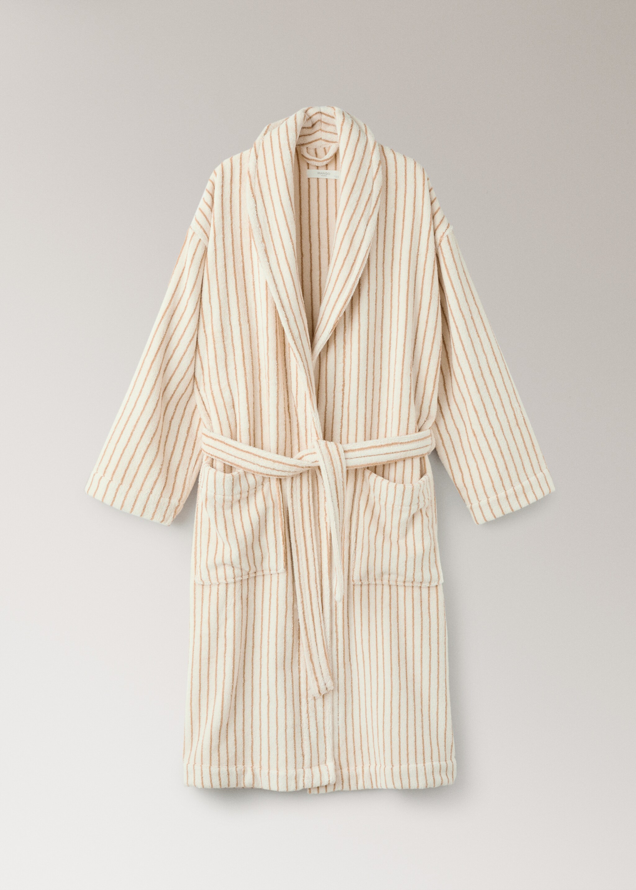 Two-tone striped bathrobe - Article without model, Yellow. Ref: 17061554-00.