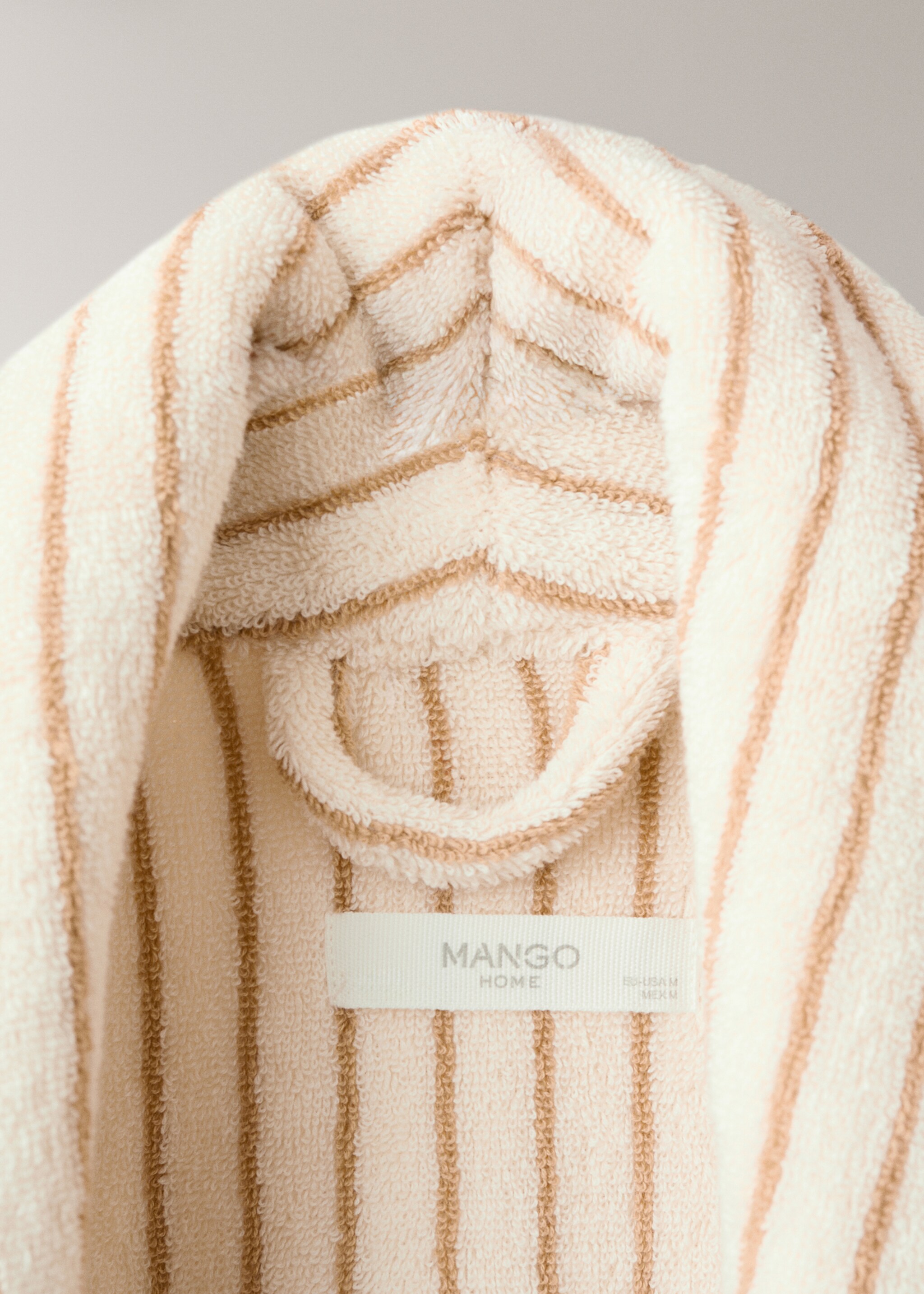 Two-tone striped bathrobe - Details of the article 1, Yellow. Ref: 17061554-00.