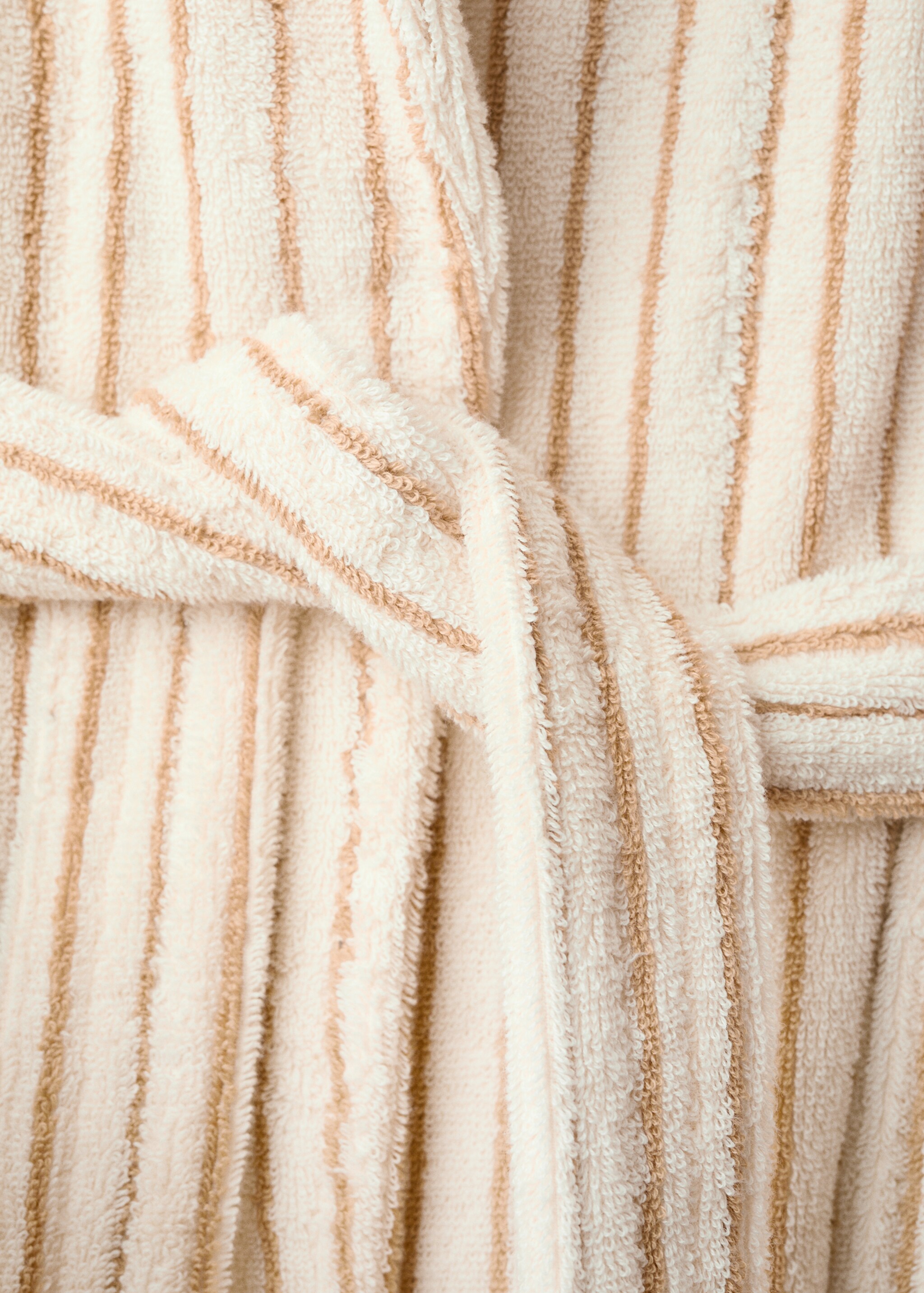 Two-tone striped bathrobe - Details of the article 2, Yellow. Ref: 17061554-00.