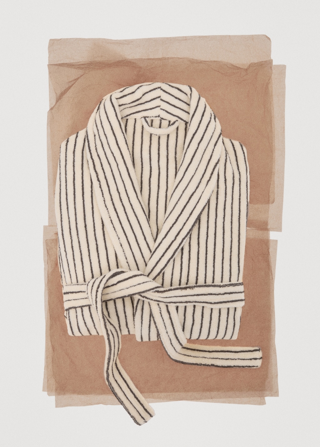 Two-tone striped bathrobe