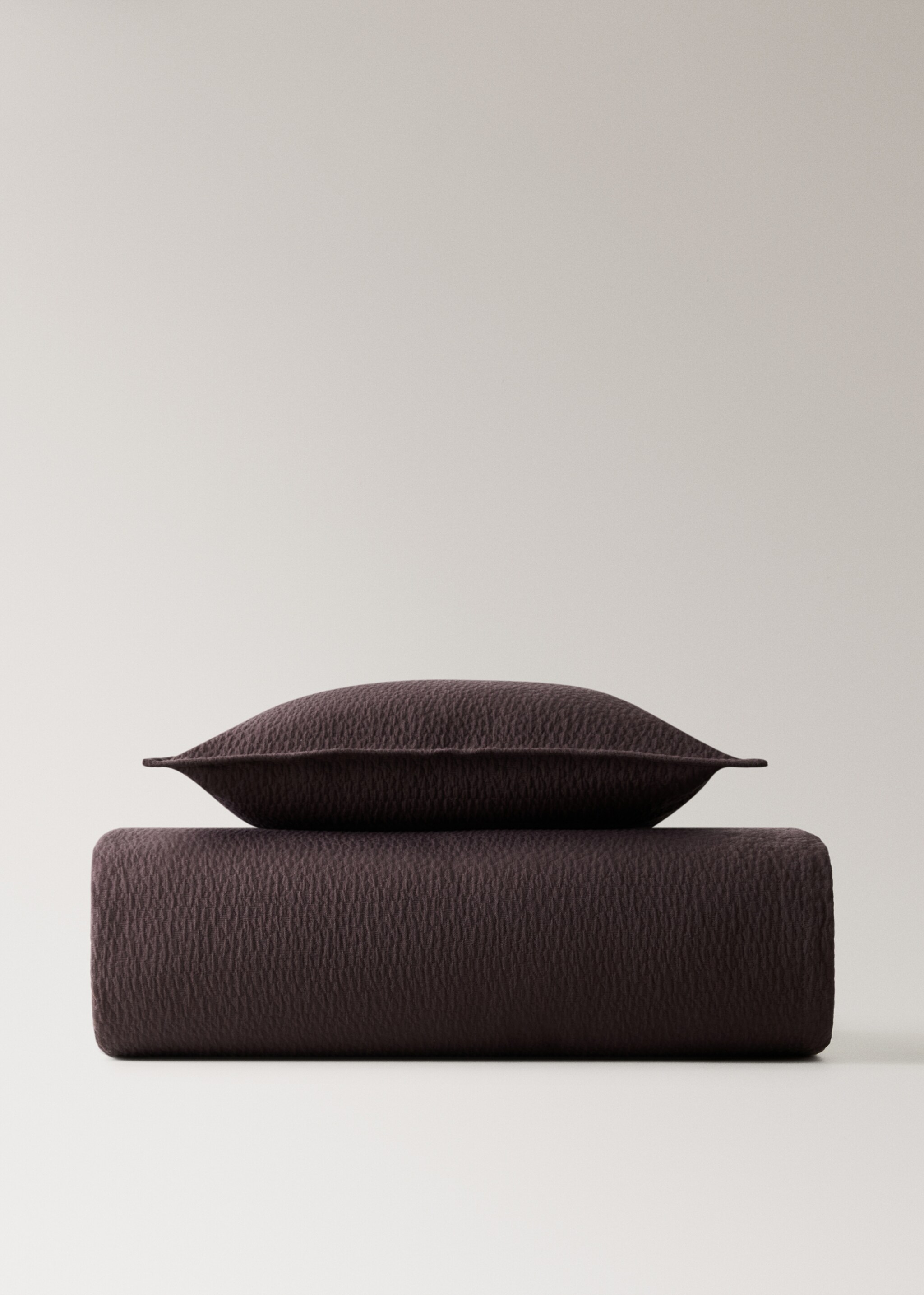 Baumwollbettüberwurf garment-dyed Textur Bett 180/200 cm - Detail des Artikels 3, Brombeere. Ref: 17061557-00.