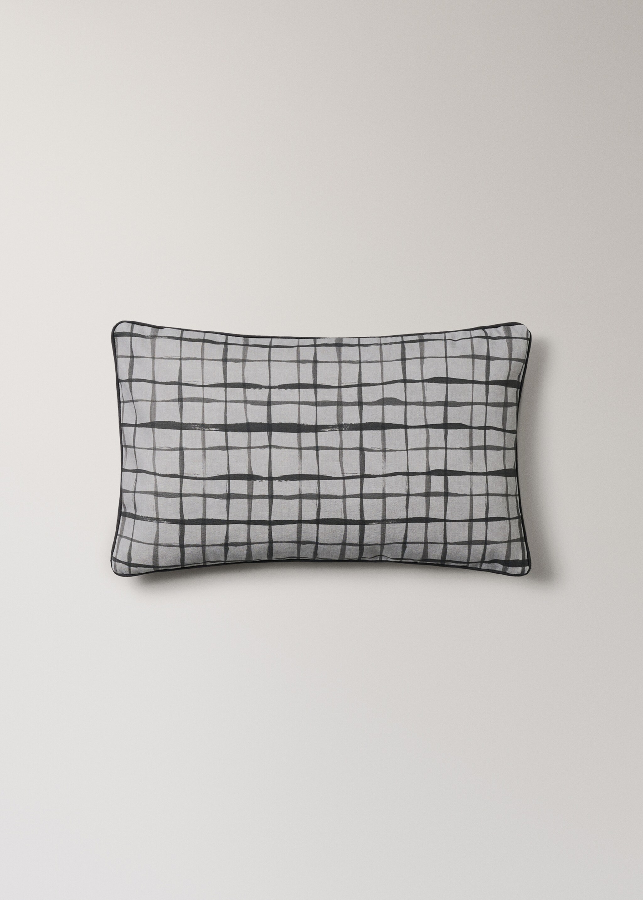 Check-print cushion cover - Article without model, Grey. Ref: 17061580-00.