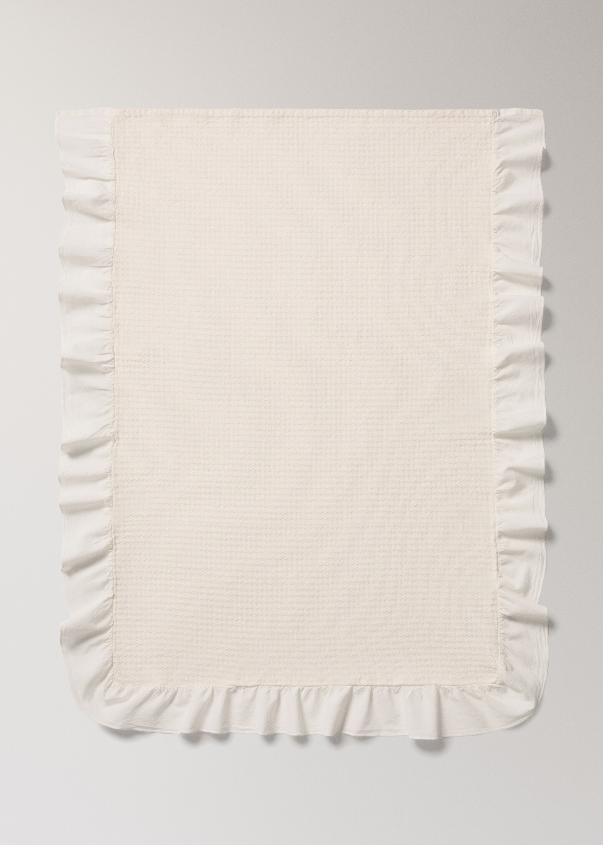 Jacquard katoenen sprei met ruche voor wiegje - Detail van het artikel 3, Gebroken wit. Ref: 17062035-00.