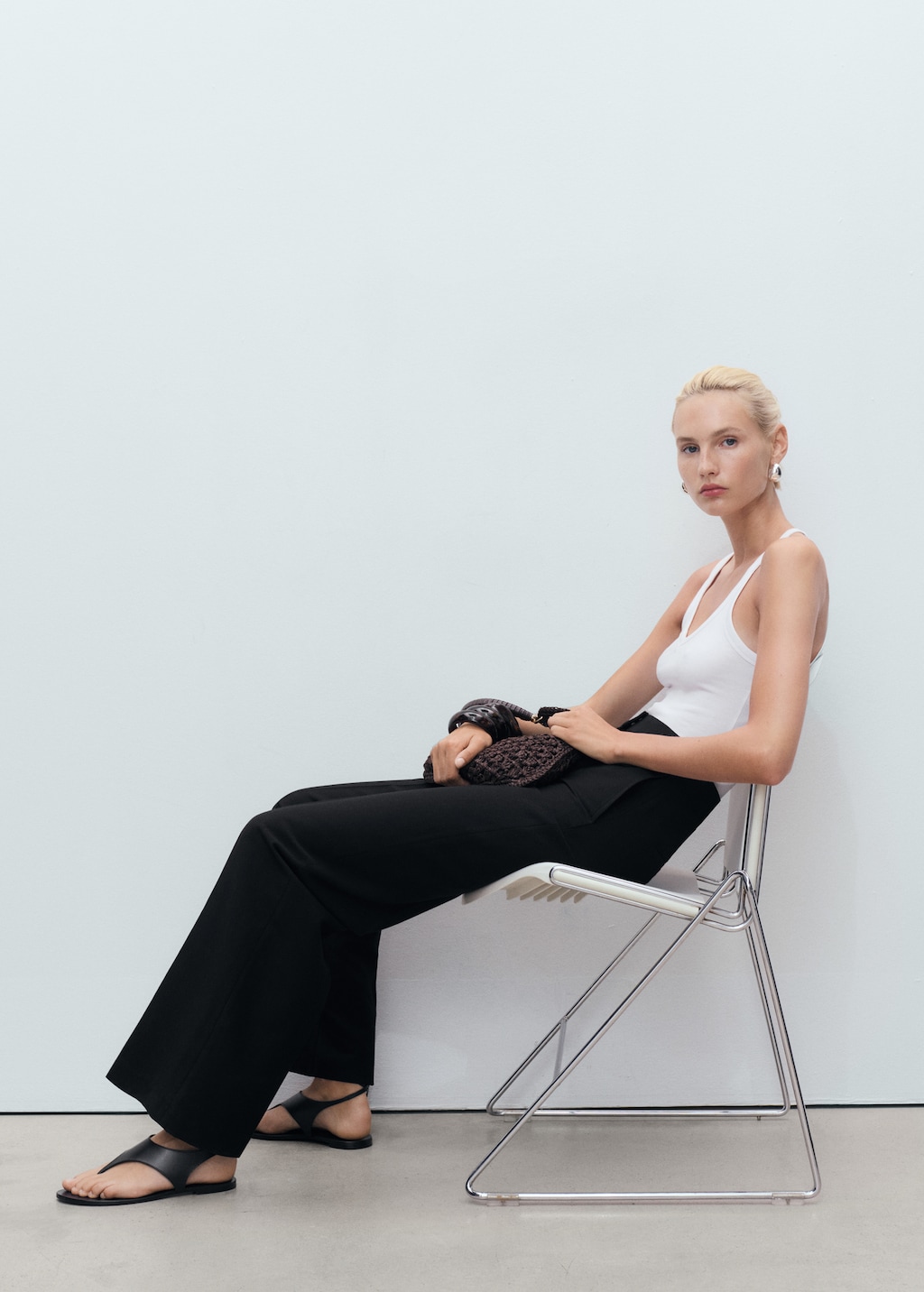 Straight mid-rise suit pants