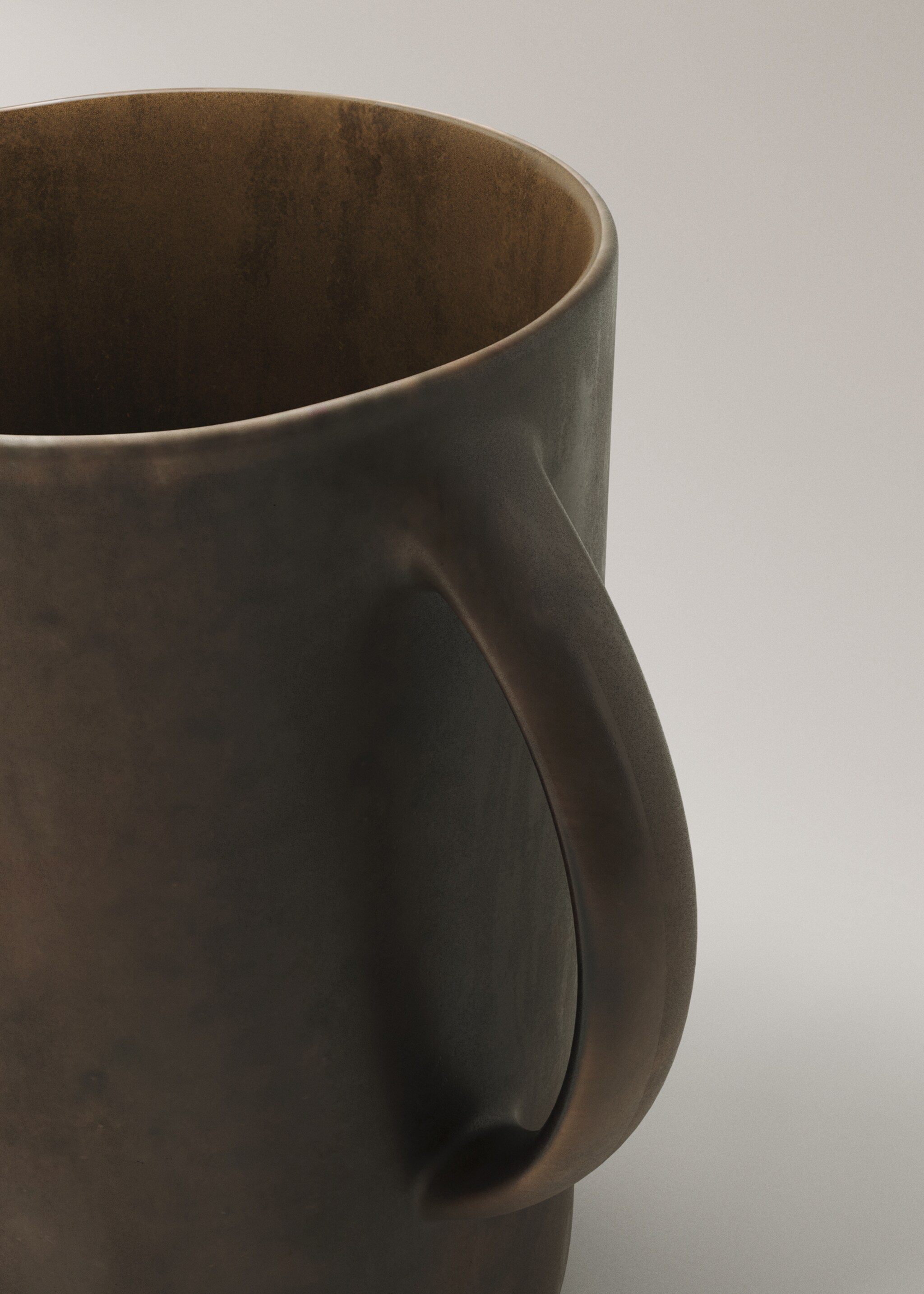 Matte Steingutvase - Detail des Artikels 1, Kaffeebraun. Ref: 17062039-00.
