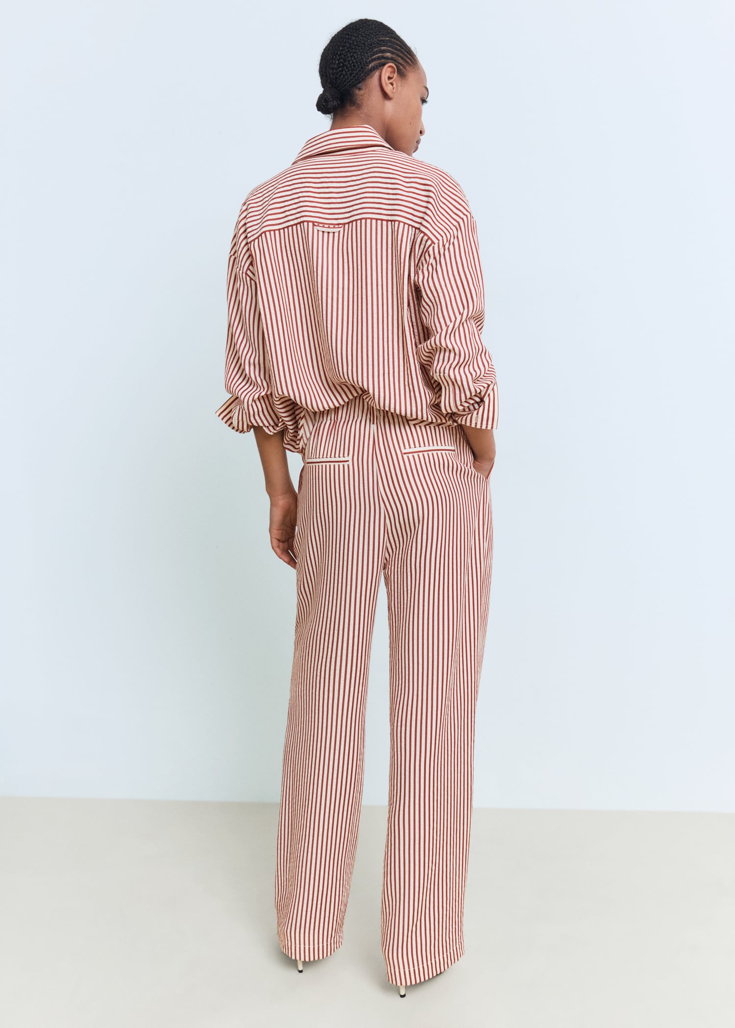 Pleated striped pants - Women | MANGO USA