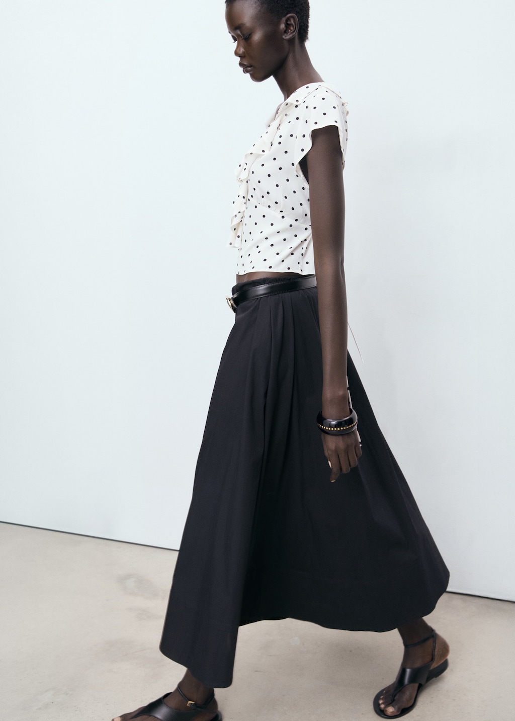 Polka-dot blouse with ruffles