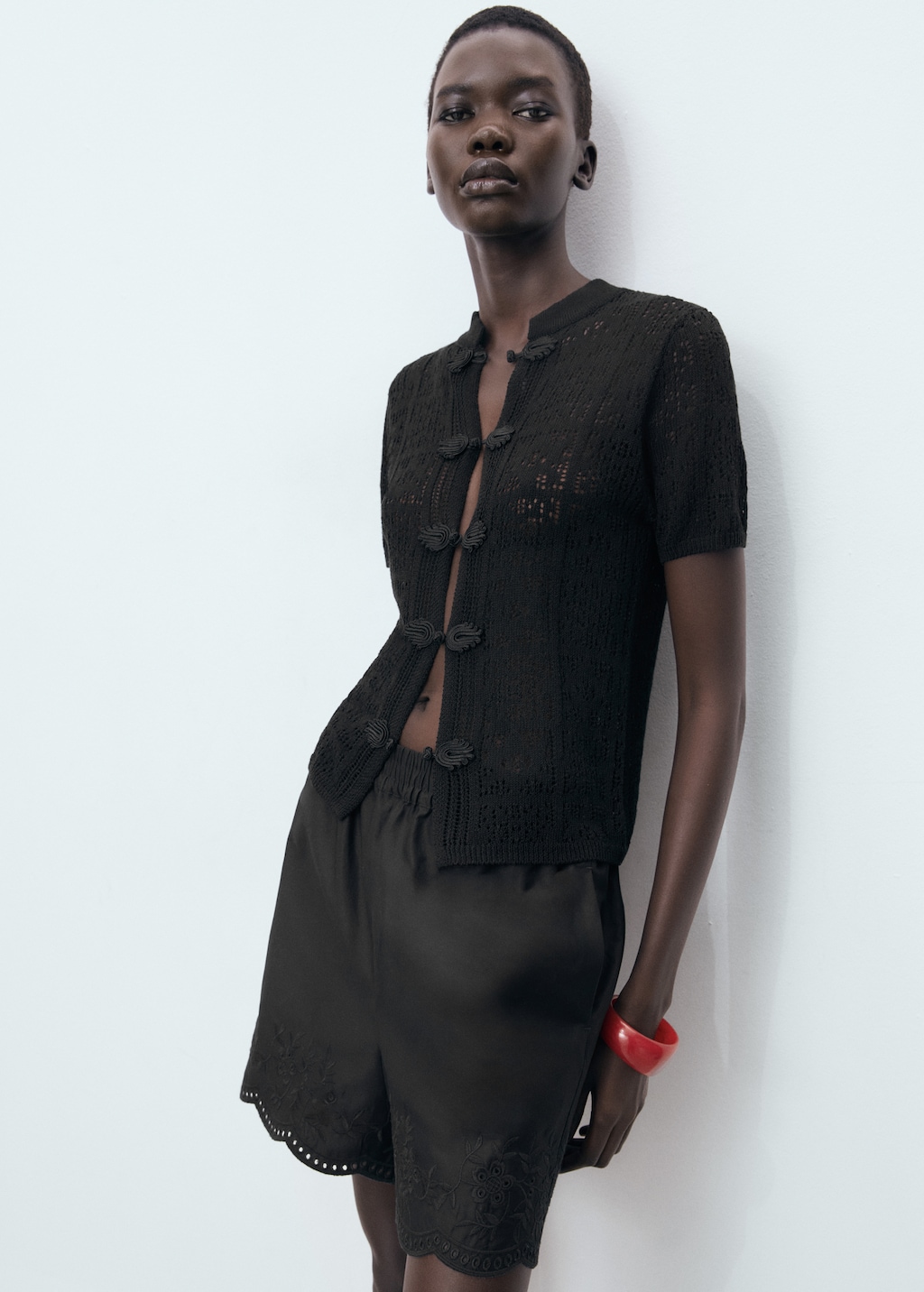 Crochet cardigan with toggle buttons