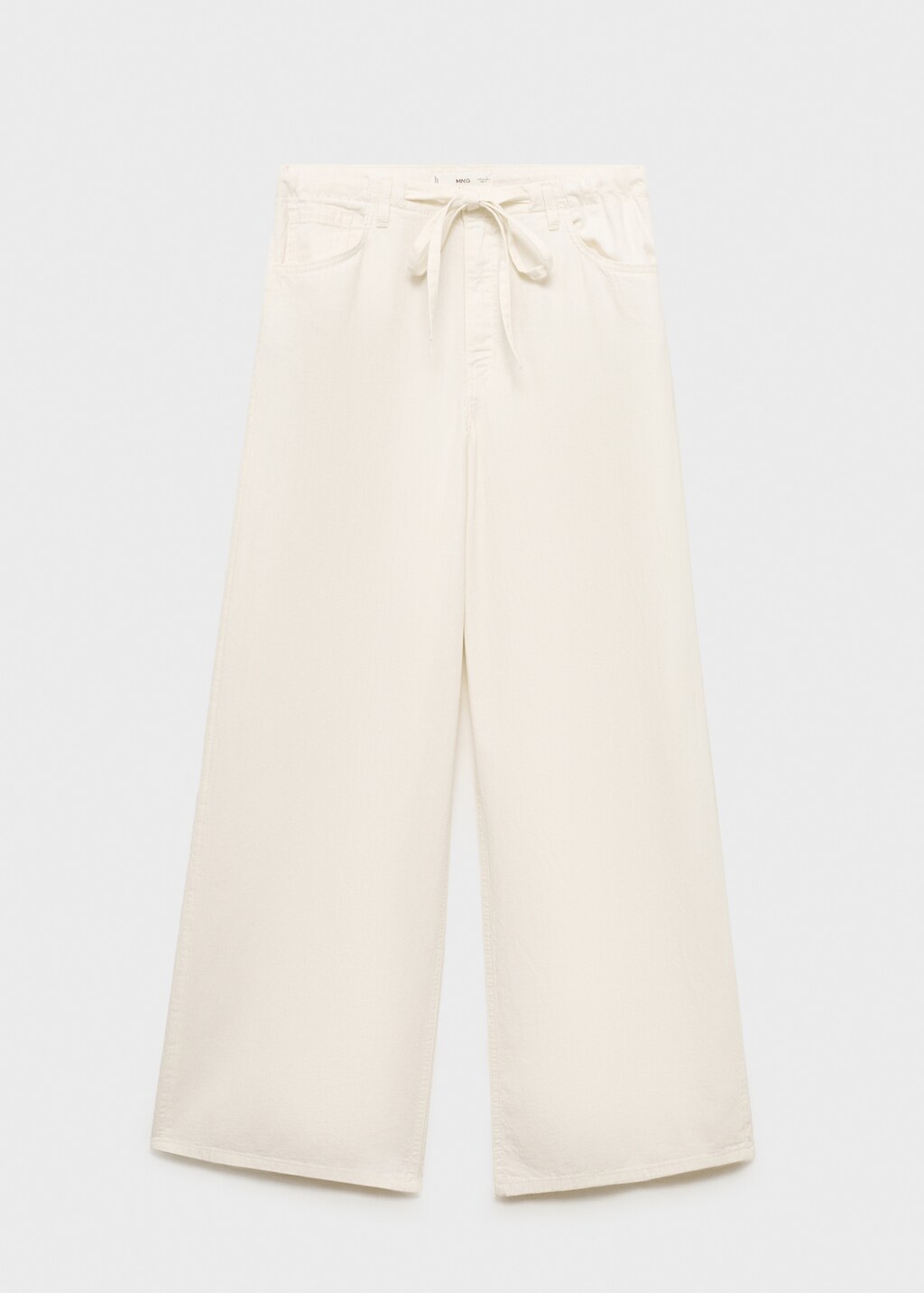 Wide leg denim trousers with belt - image 4