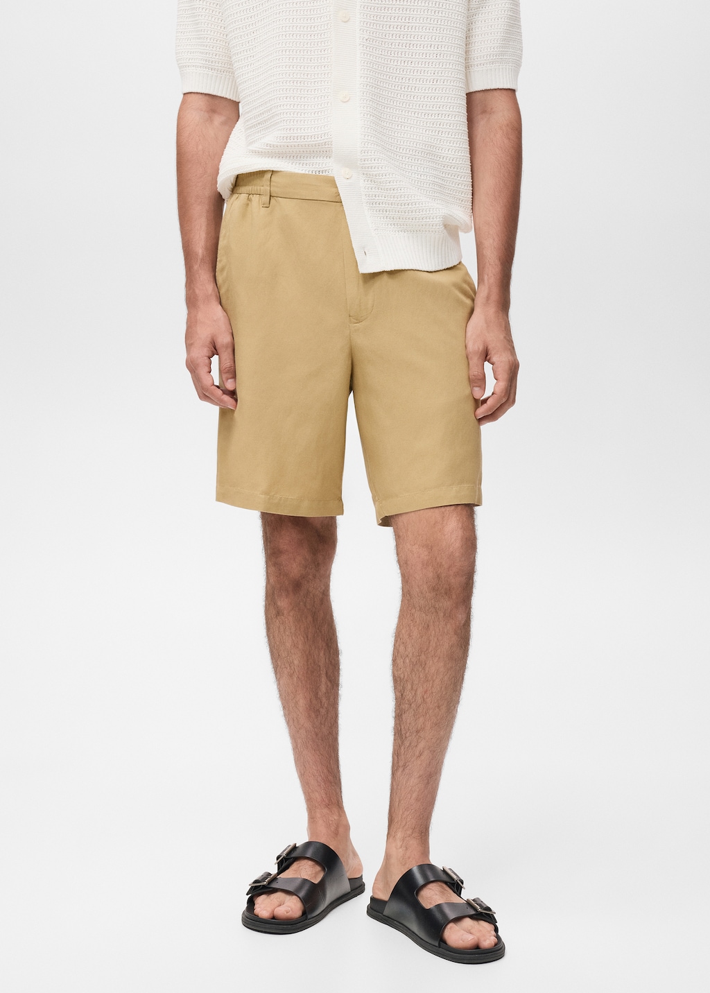 Linen-blend shorts with an elastic waistband