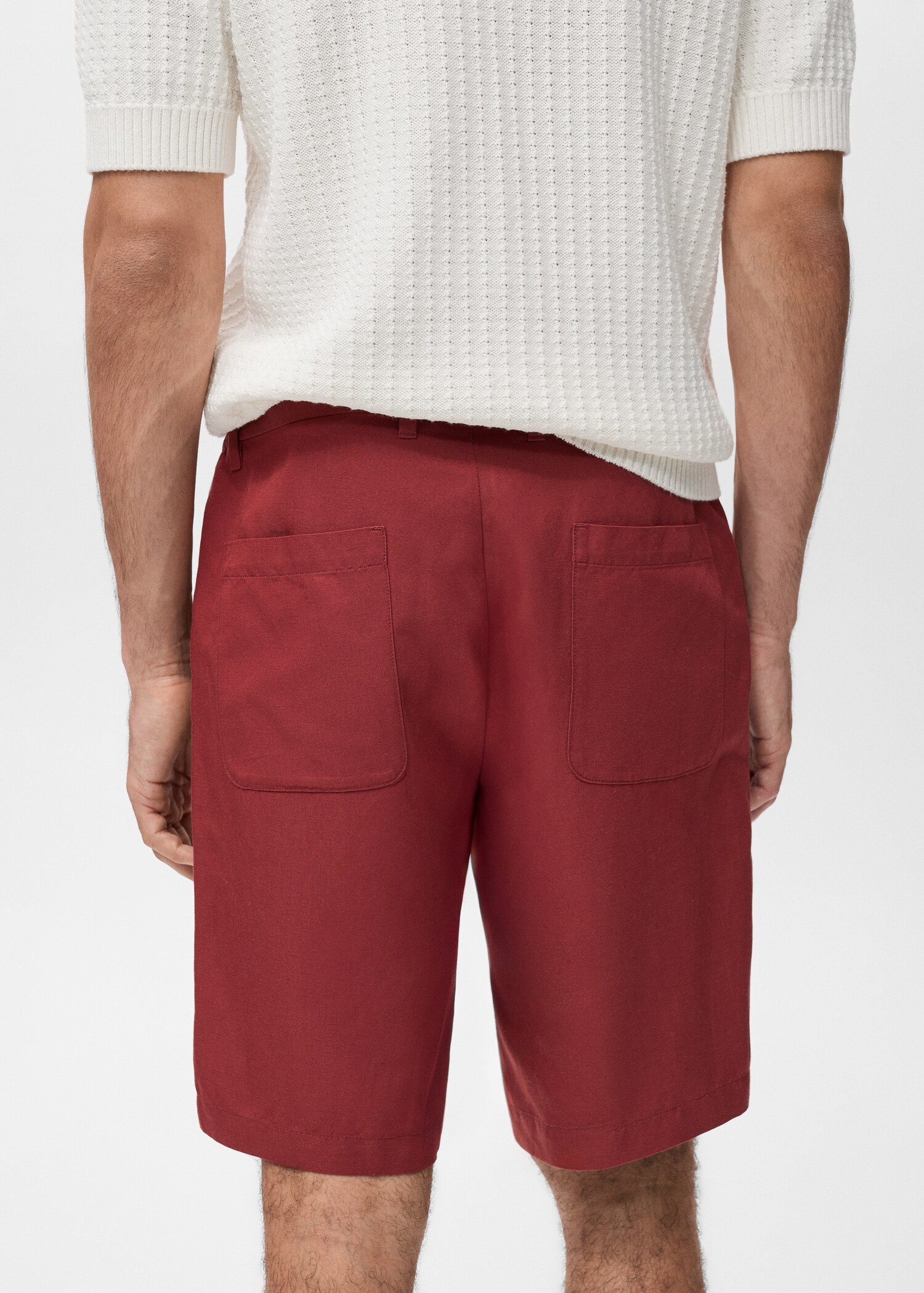 Bermudas en lin mélangé taille élastique - Détail de l'article 6