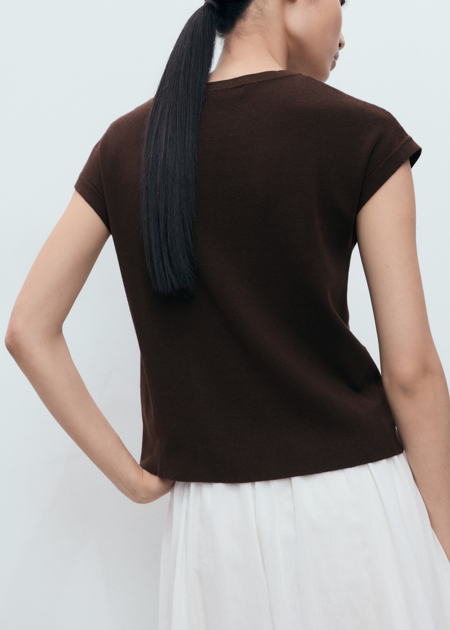 Short-sleeved knitted cotton sweater - Women | MANGO Sweden
