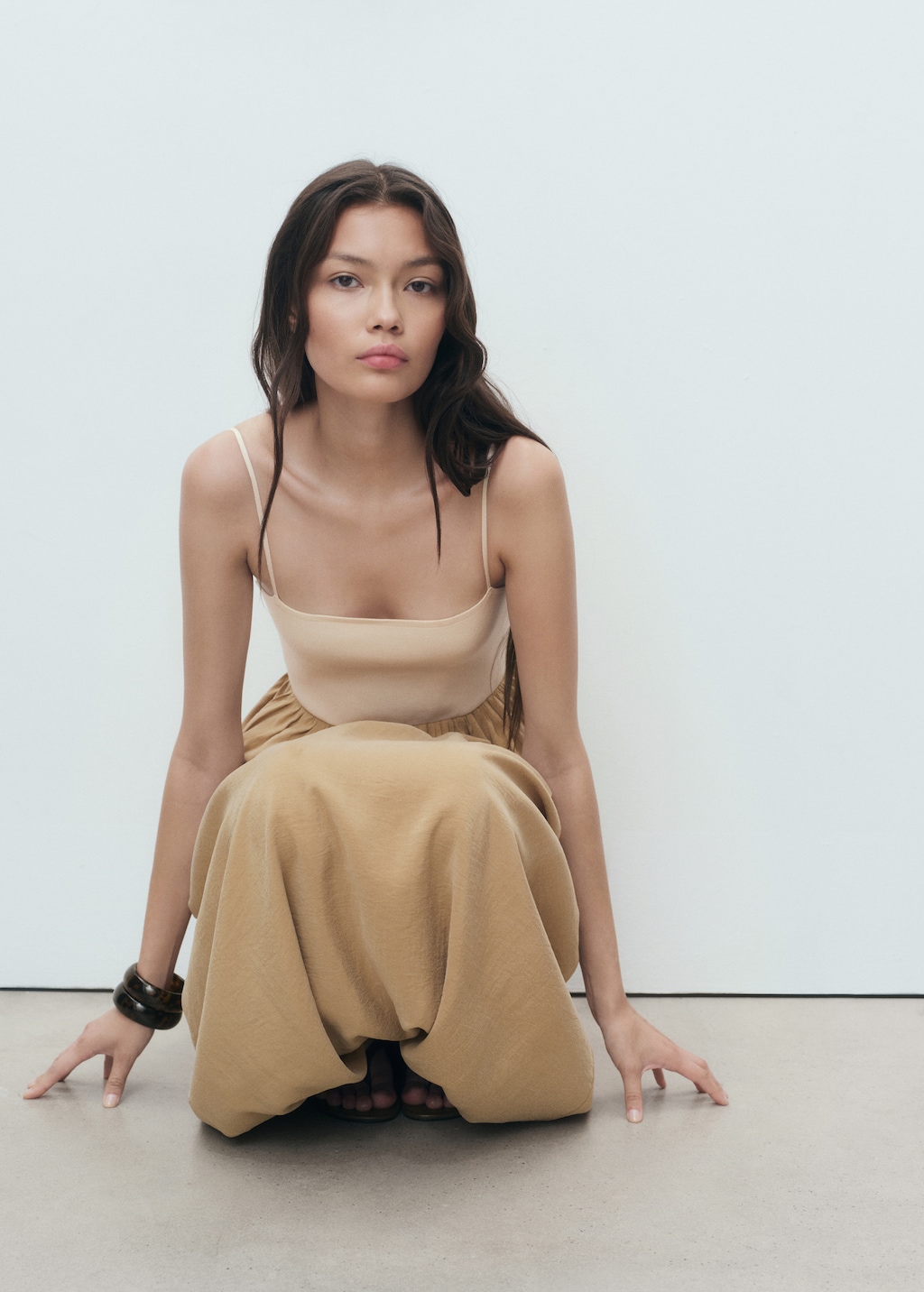 Combined knitted balloon dress