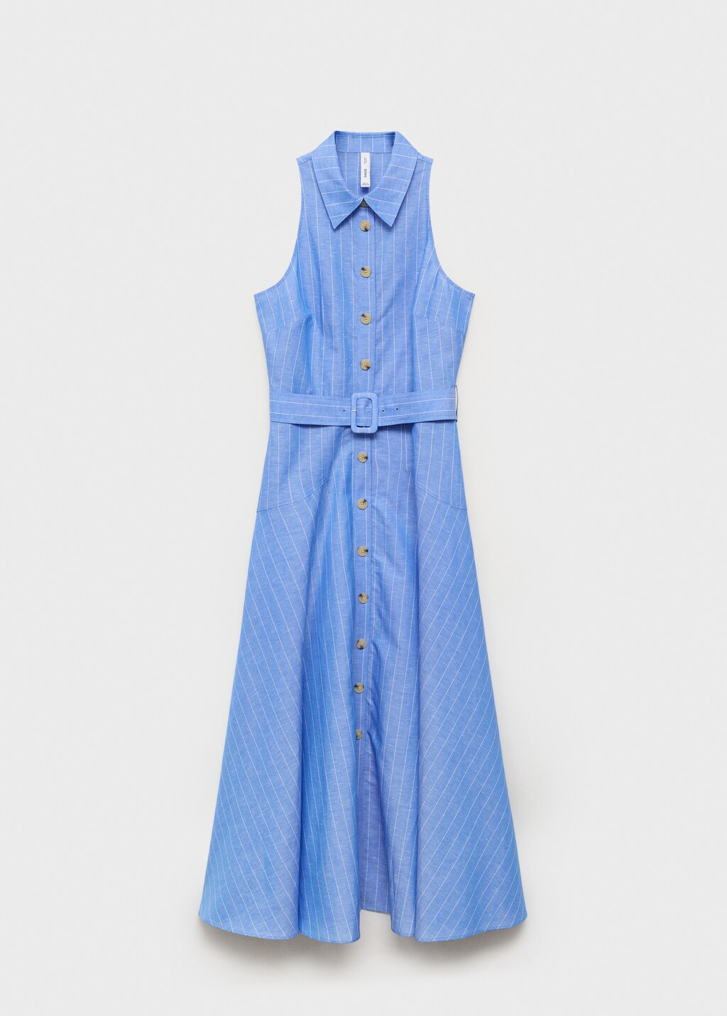 Striped linen-blend shirt-style dress - image 5