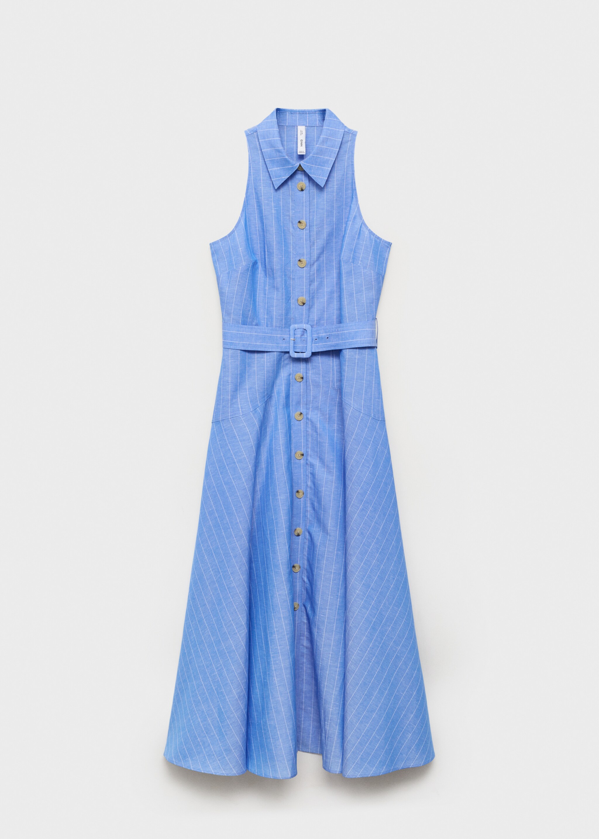 Robe chemise lin mélangé à rayures - Article sans modèle