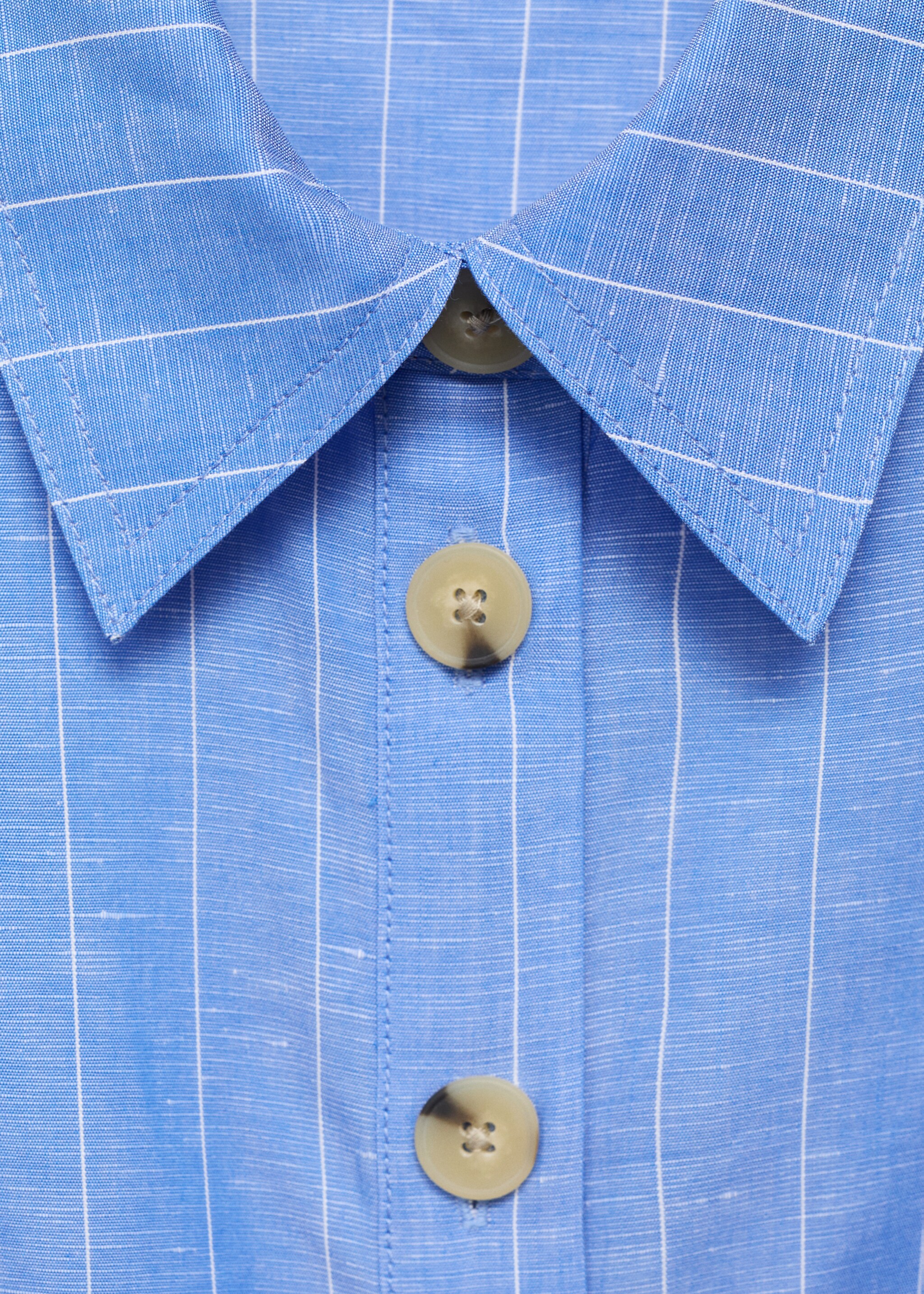 Robe chemise lin mélangé à rayures - Détail de l'article 0