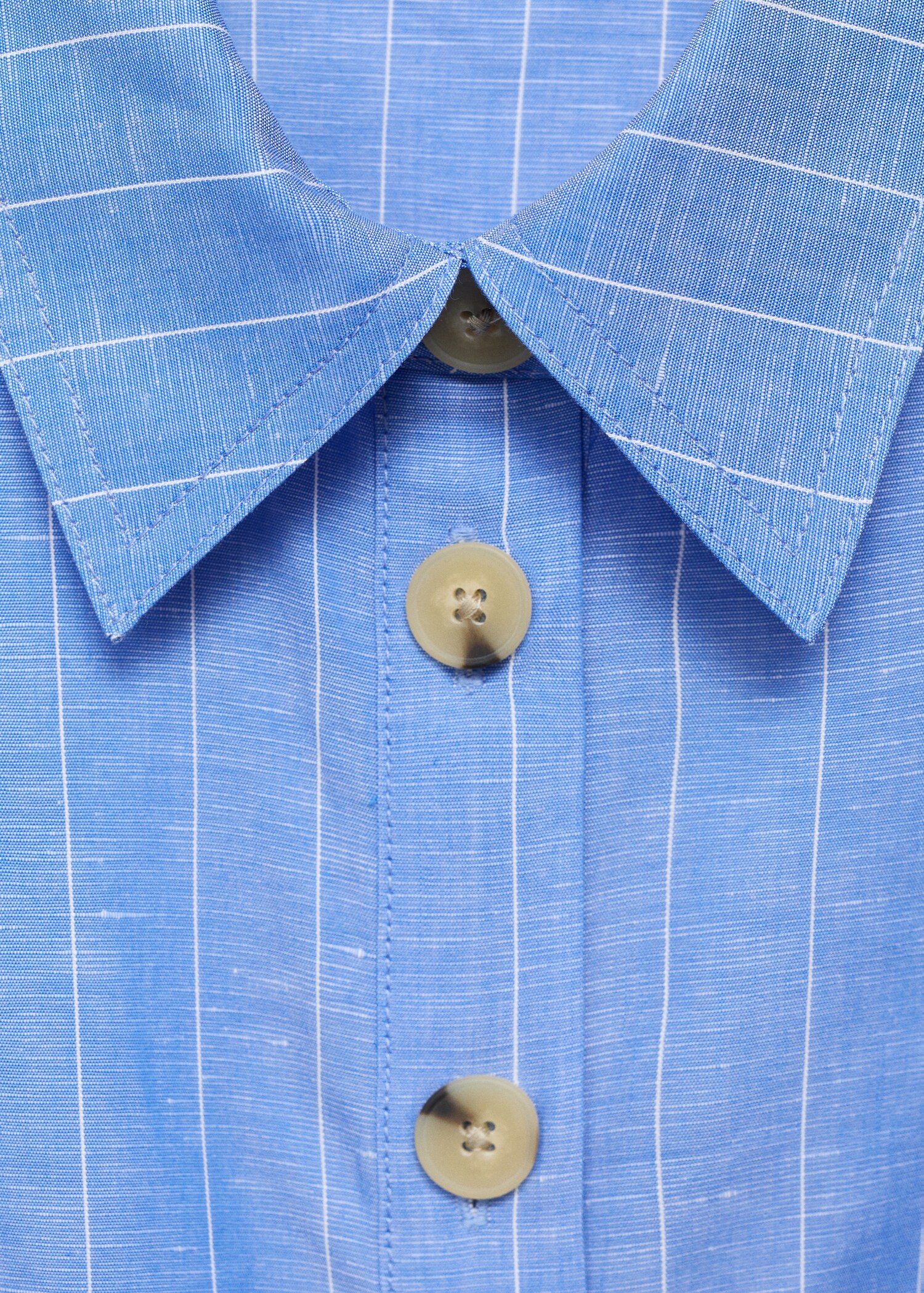 Robe chemise lin mélangé à rayures - Détail de l'article 0