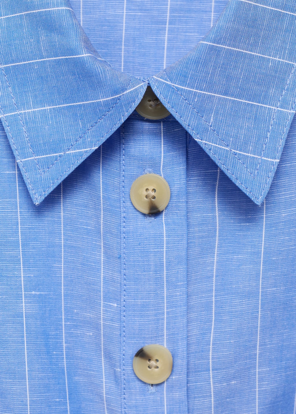 Striped linen-blend shirt-style dress