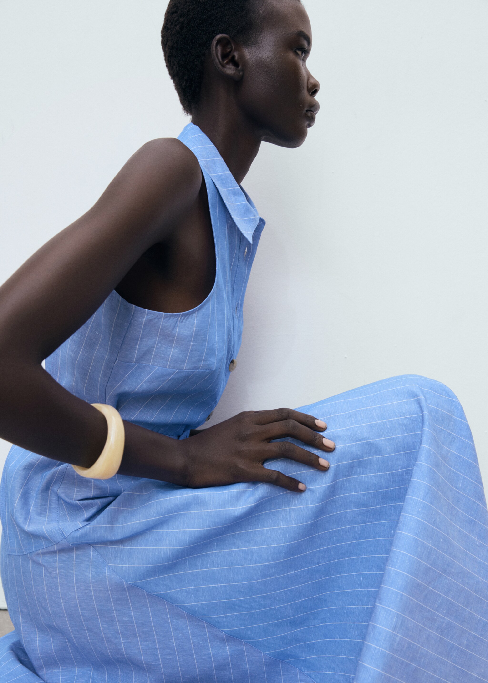 Robe chemise lin mélangé à rayures - Détail de l'article 2