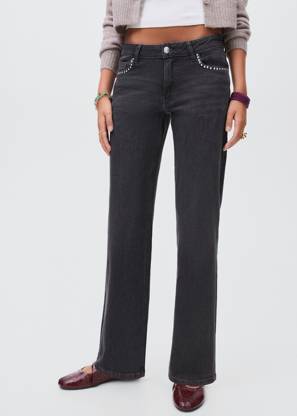 Straight-fit jeans with studs
