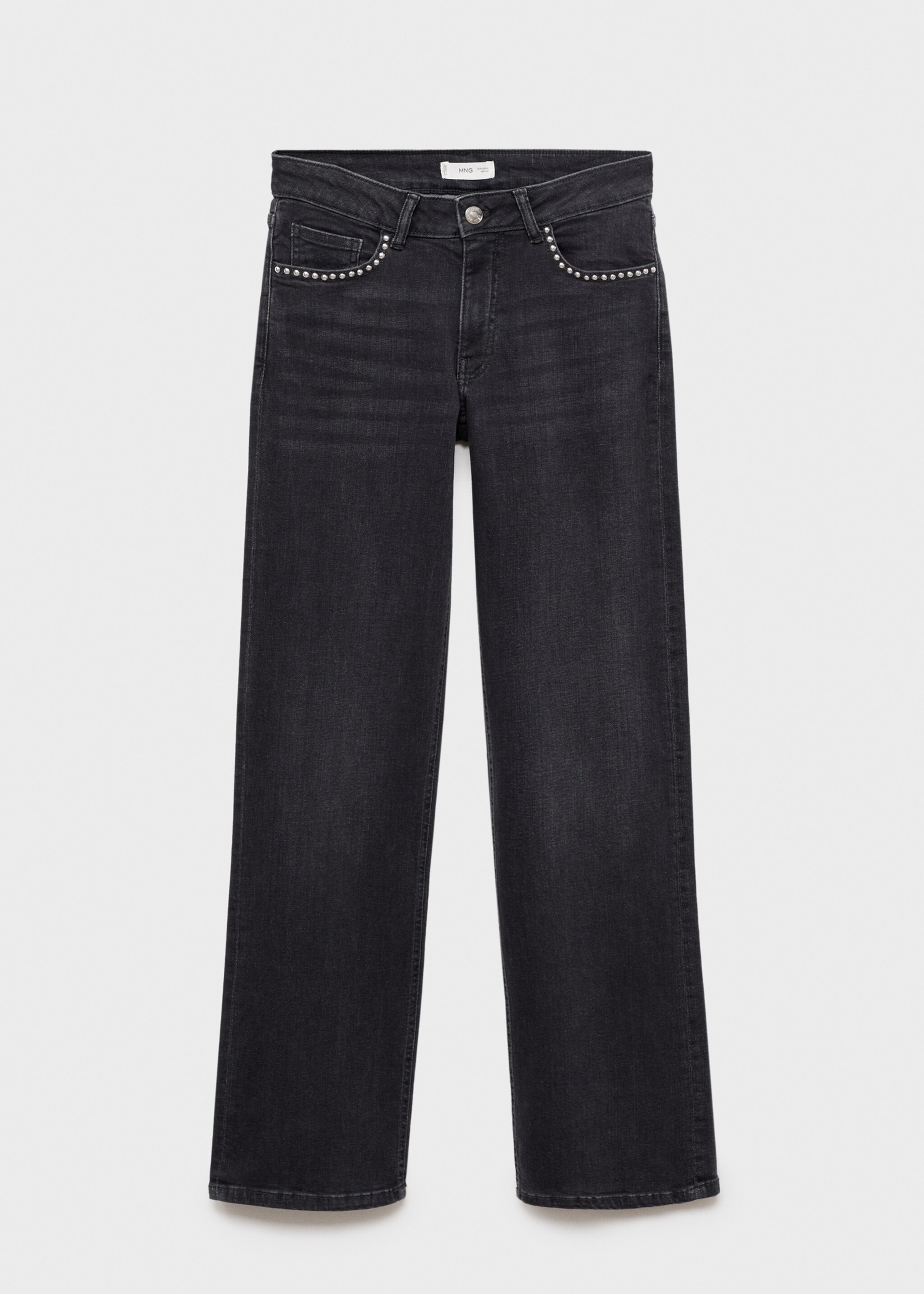 Straight-fit jeans with studs - Article without model, Black denim. Ref: 17062912-00.