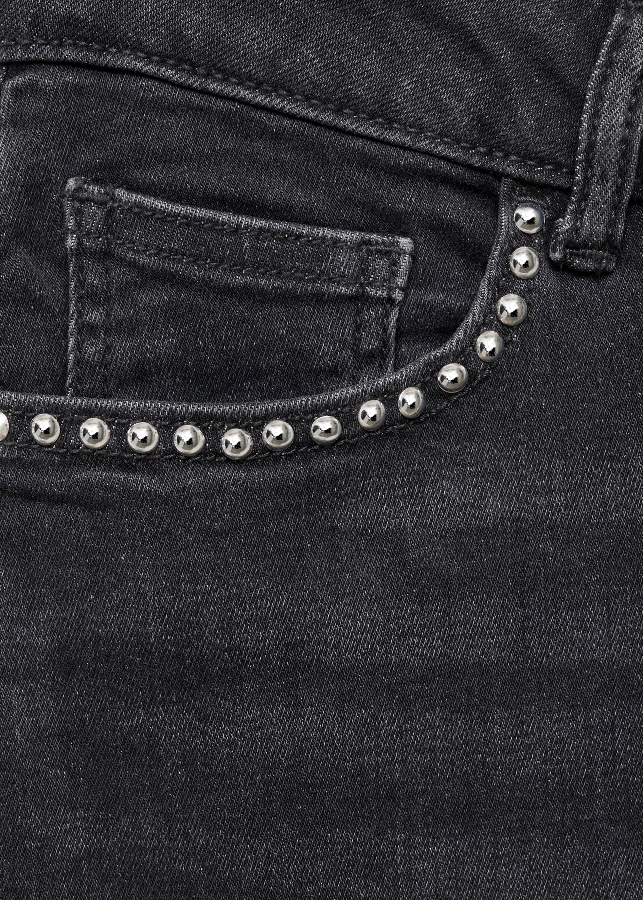Straight-fit jeans with studs - Details of the article 0, Black denim. Ref: 17062912-00.