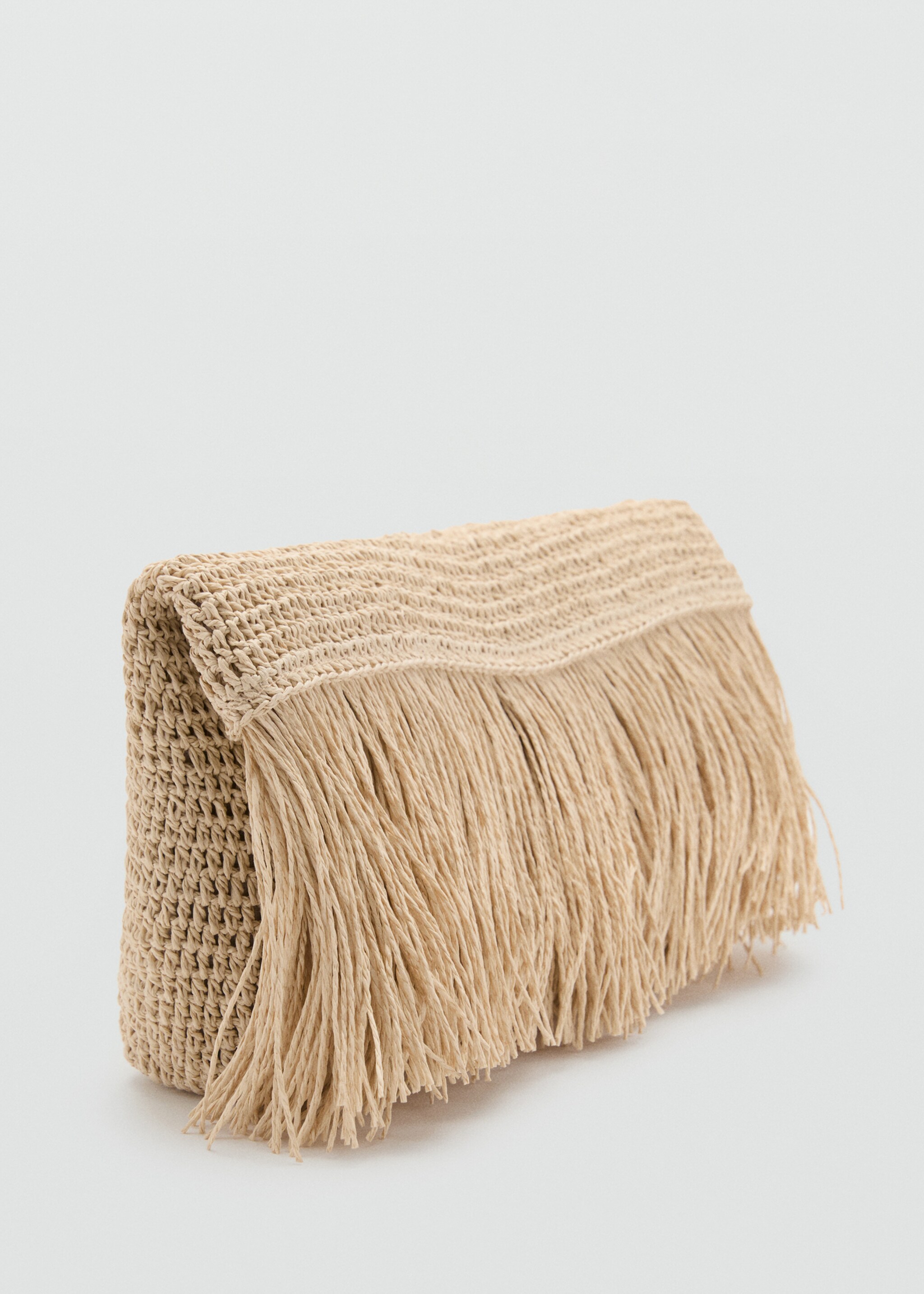 Natural fibre handbag with fringes - Medium plane