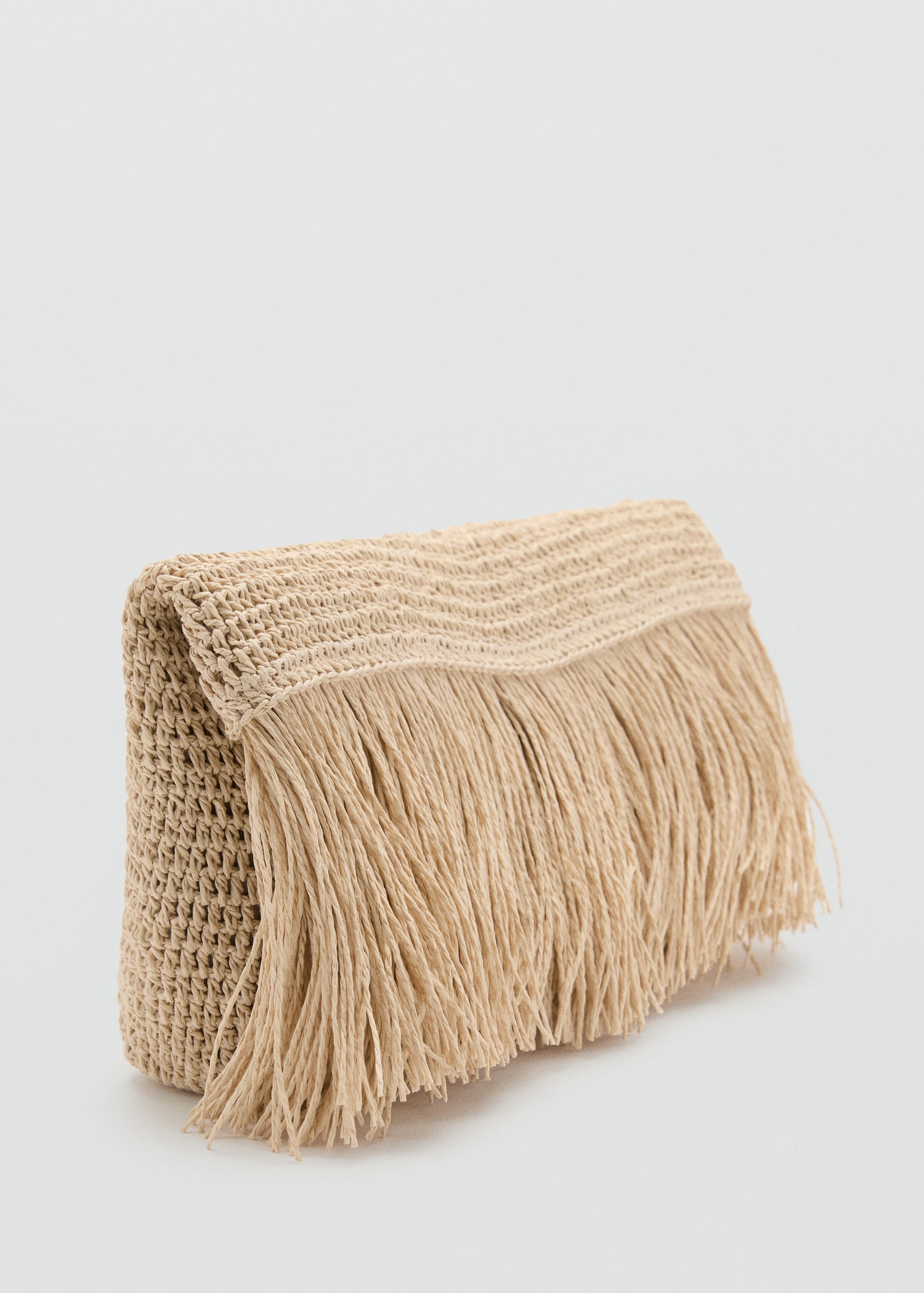 Natural fibre handbag with fringes - Medium plane