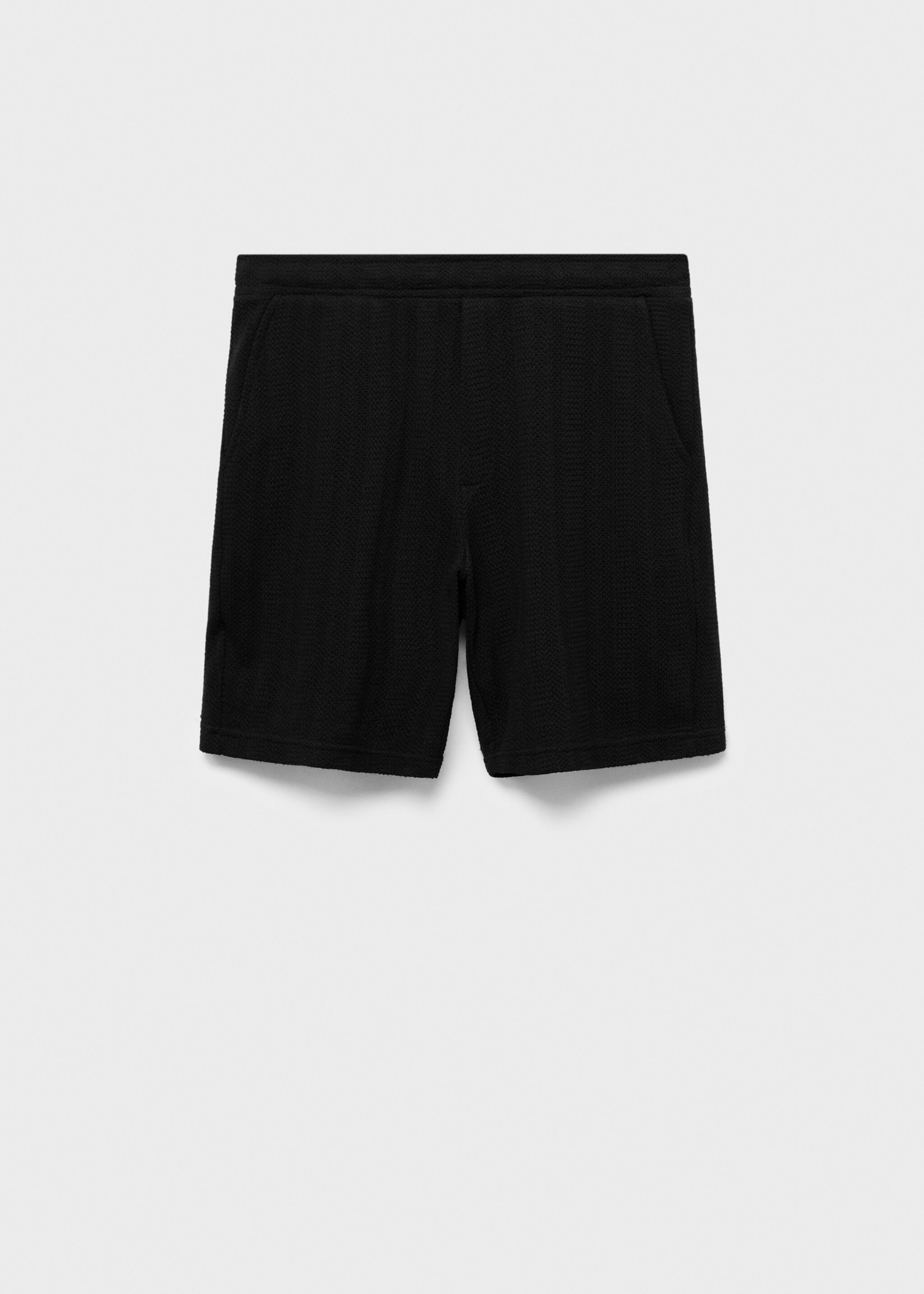 Structured knitted shorts - Article without model, Black. Ref: 17062923-00.
