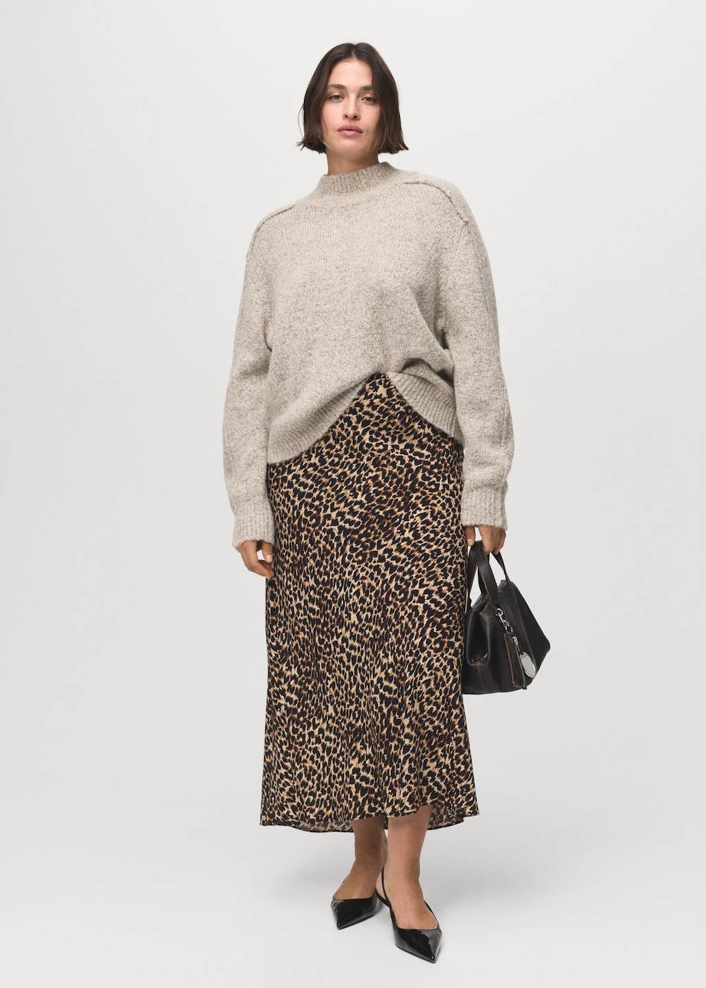 Mango Leopard midi skirt