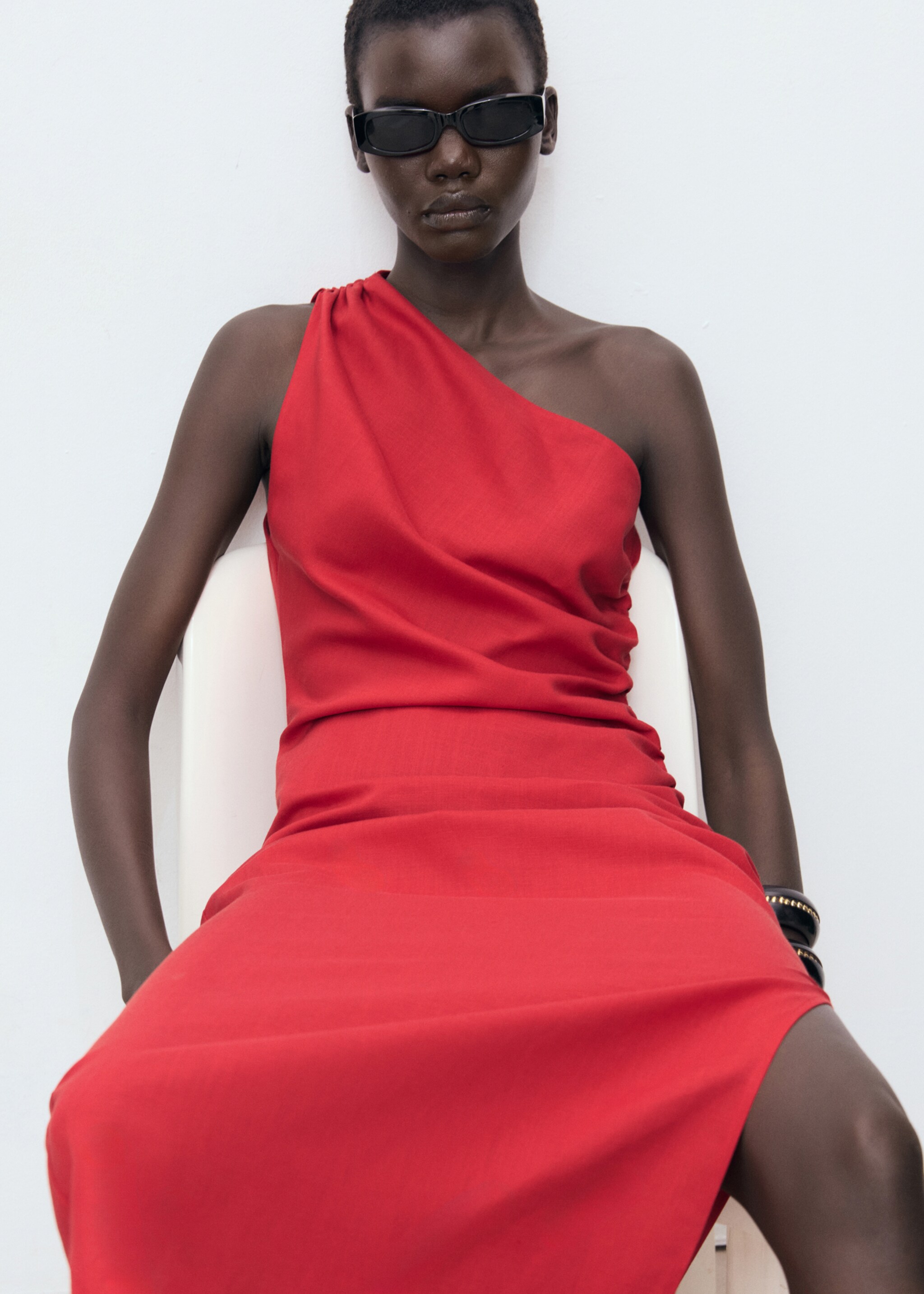 Robe lyocell décolleté asymétrique - Détail de l'article 1