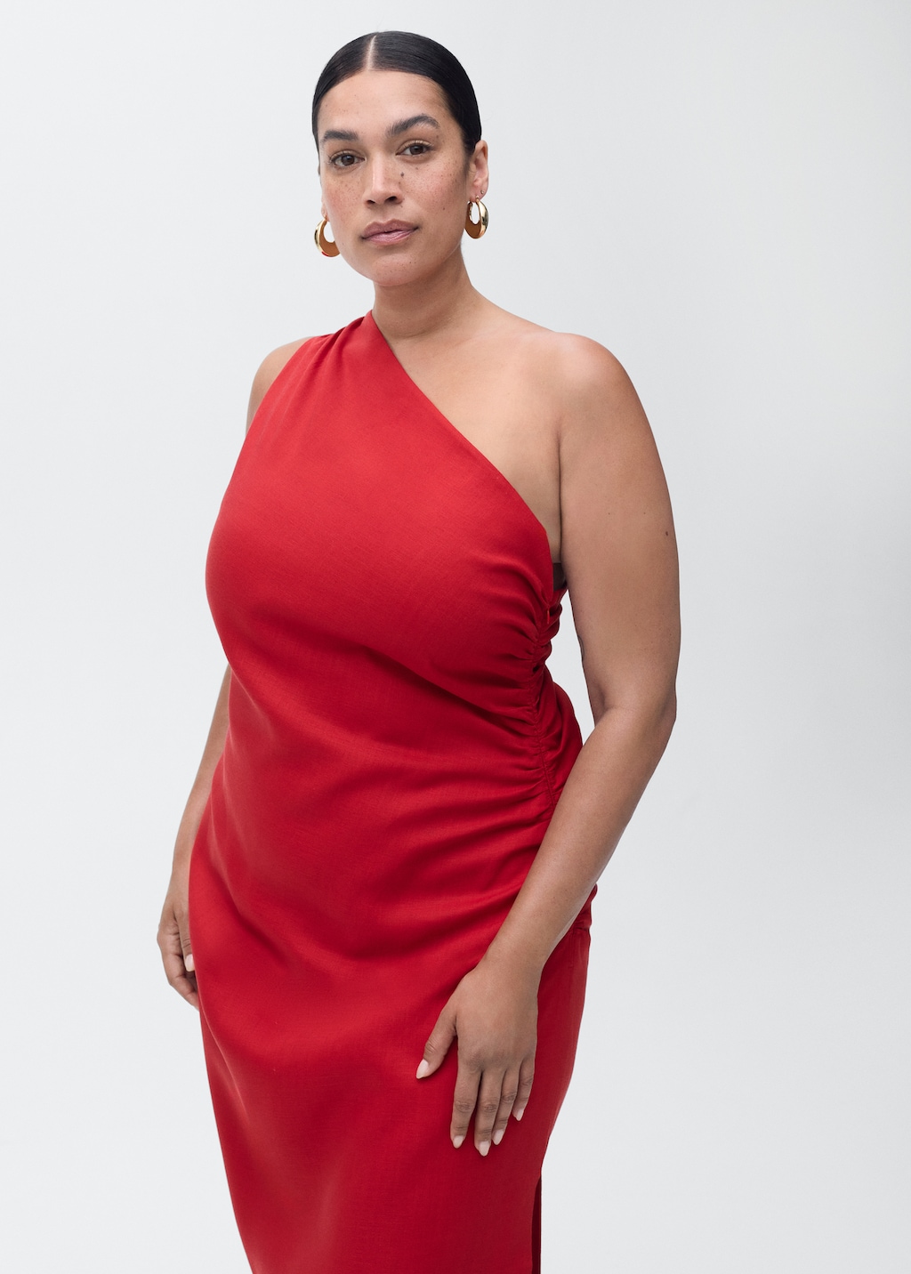 Lyocell dress with asymmetrical neckline