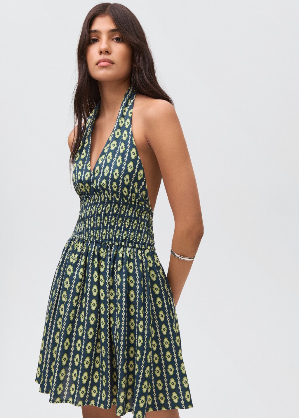 Printed halter-neck dress