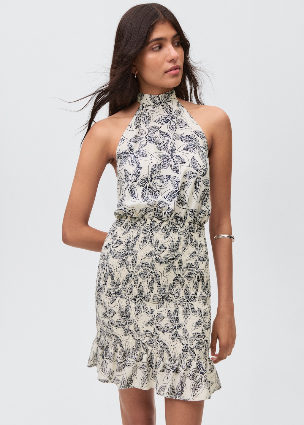 Floral-print halter dress