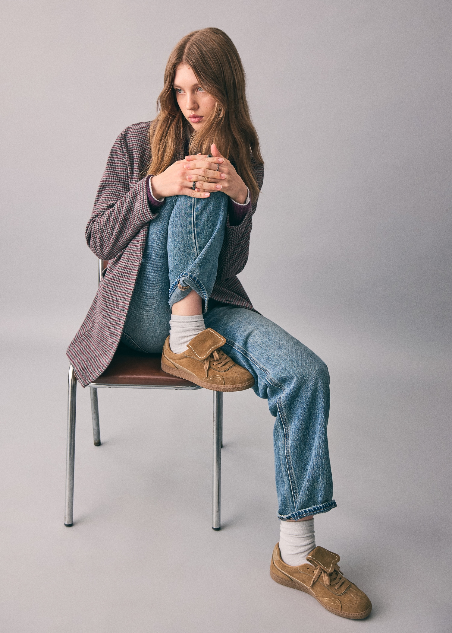 Combined suede leather trainers Teen MANGO Georgia