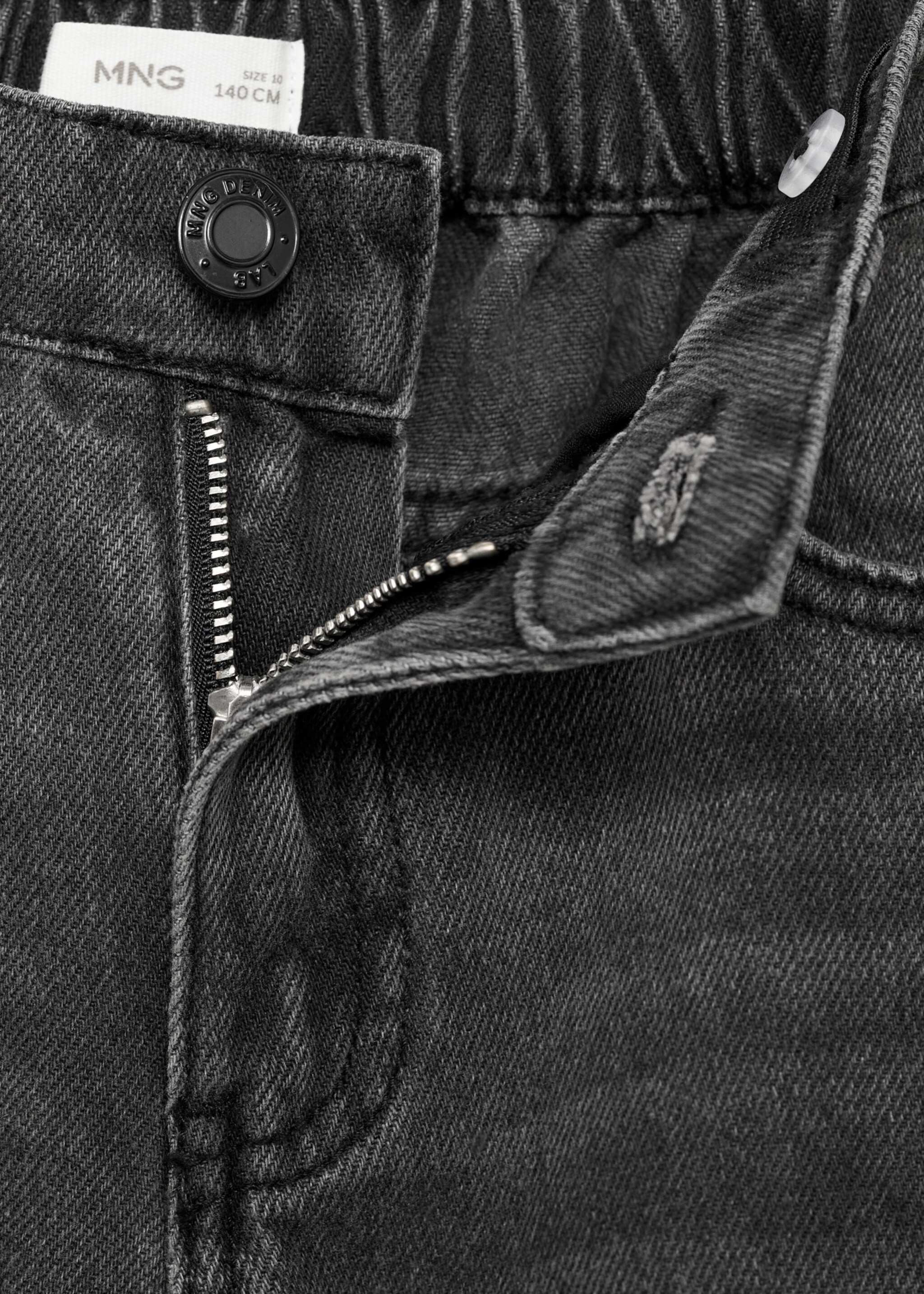 Regular straight jeans - Details of the article 8, Black denim. Ref: 17063303-00.
