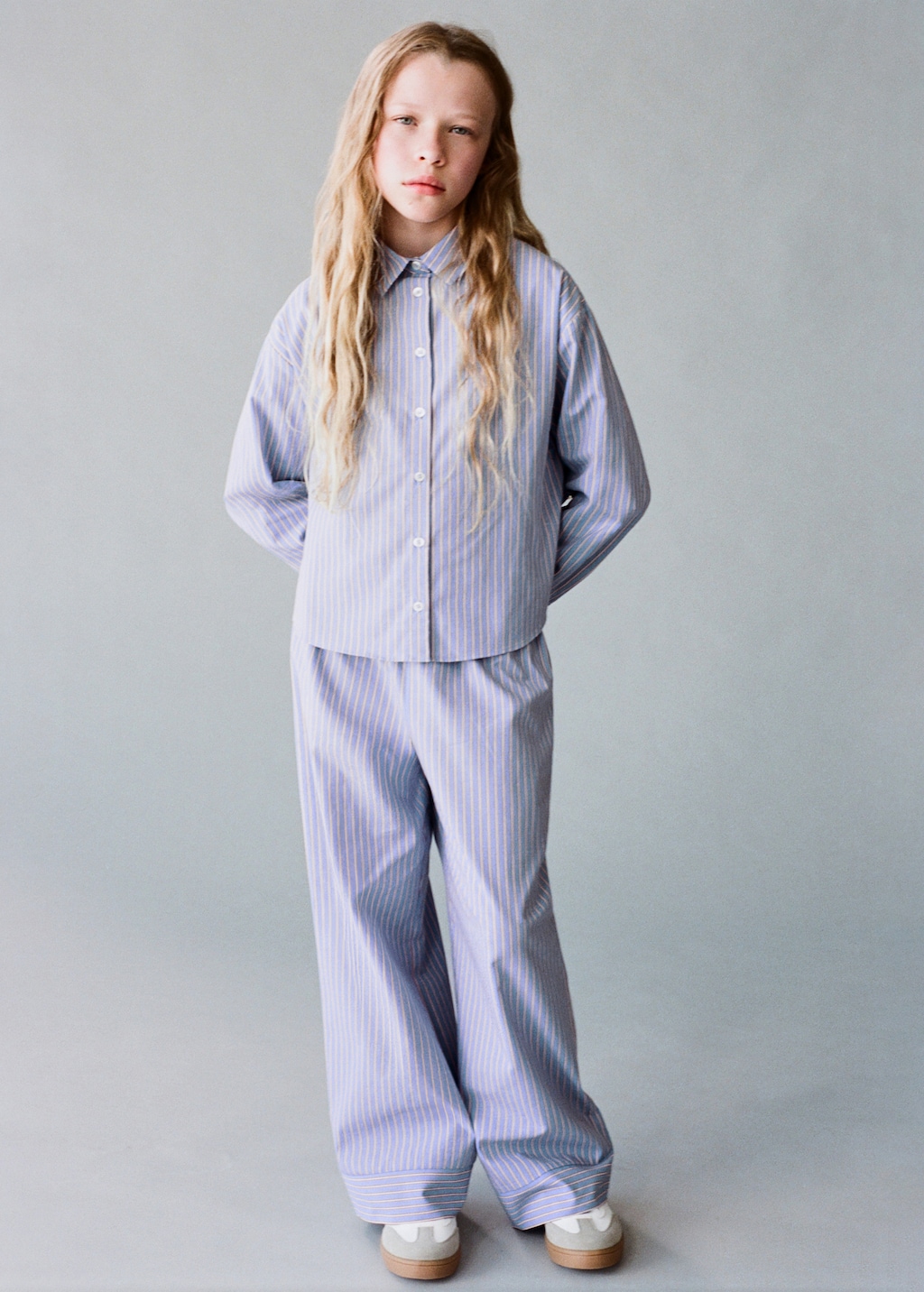 Striped cotton trousers