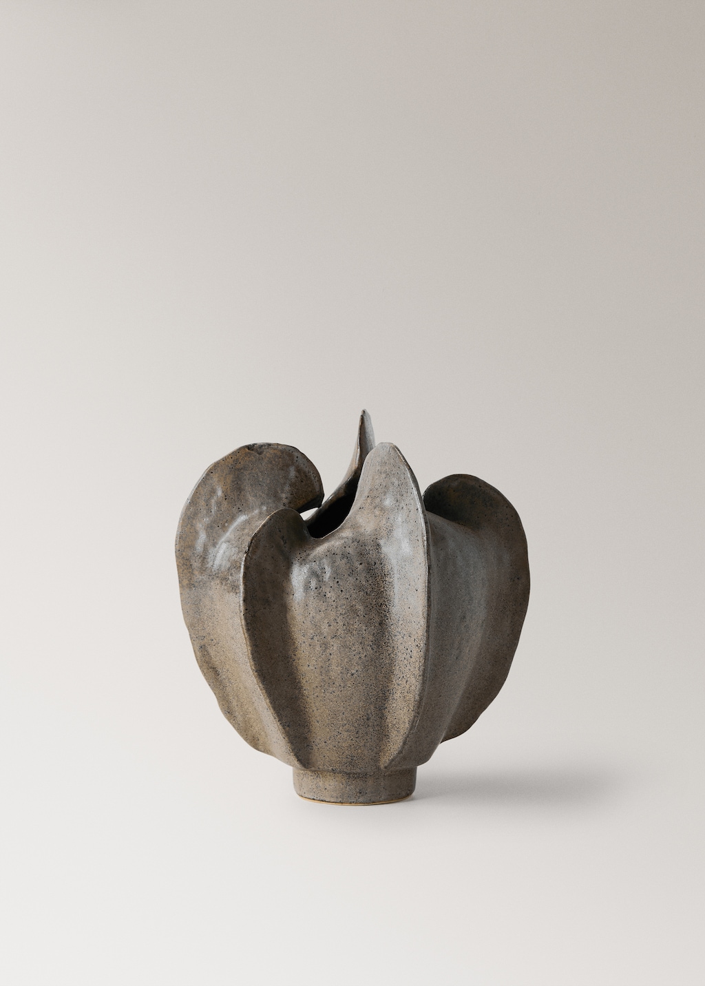Low organic stoneware vase