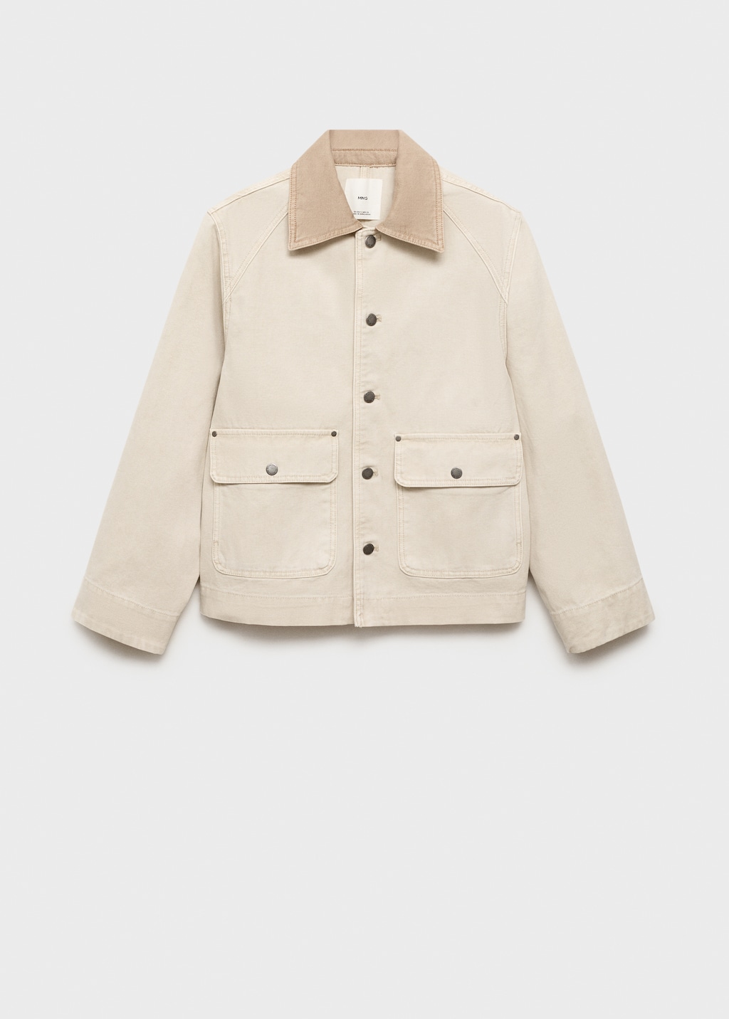 Denim barn jacket with contrasting collar