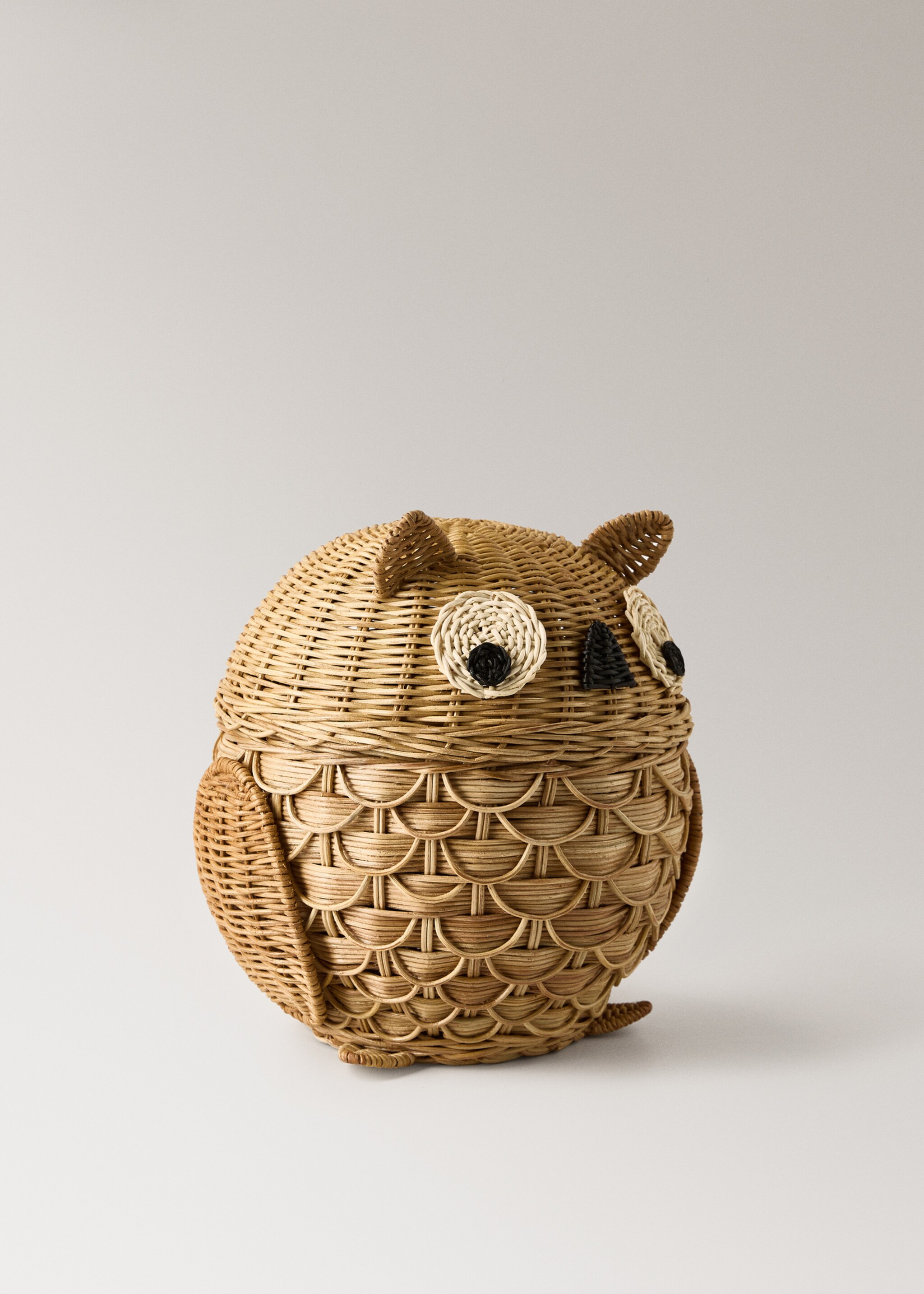 Rattan owl children’s basket - Details of the article 1, Brown. Ref: 17063322-00.