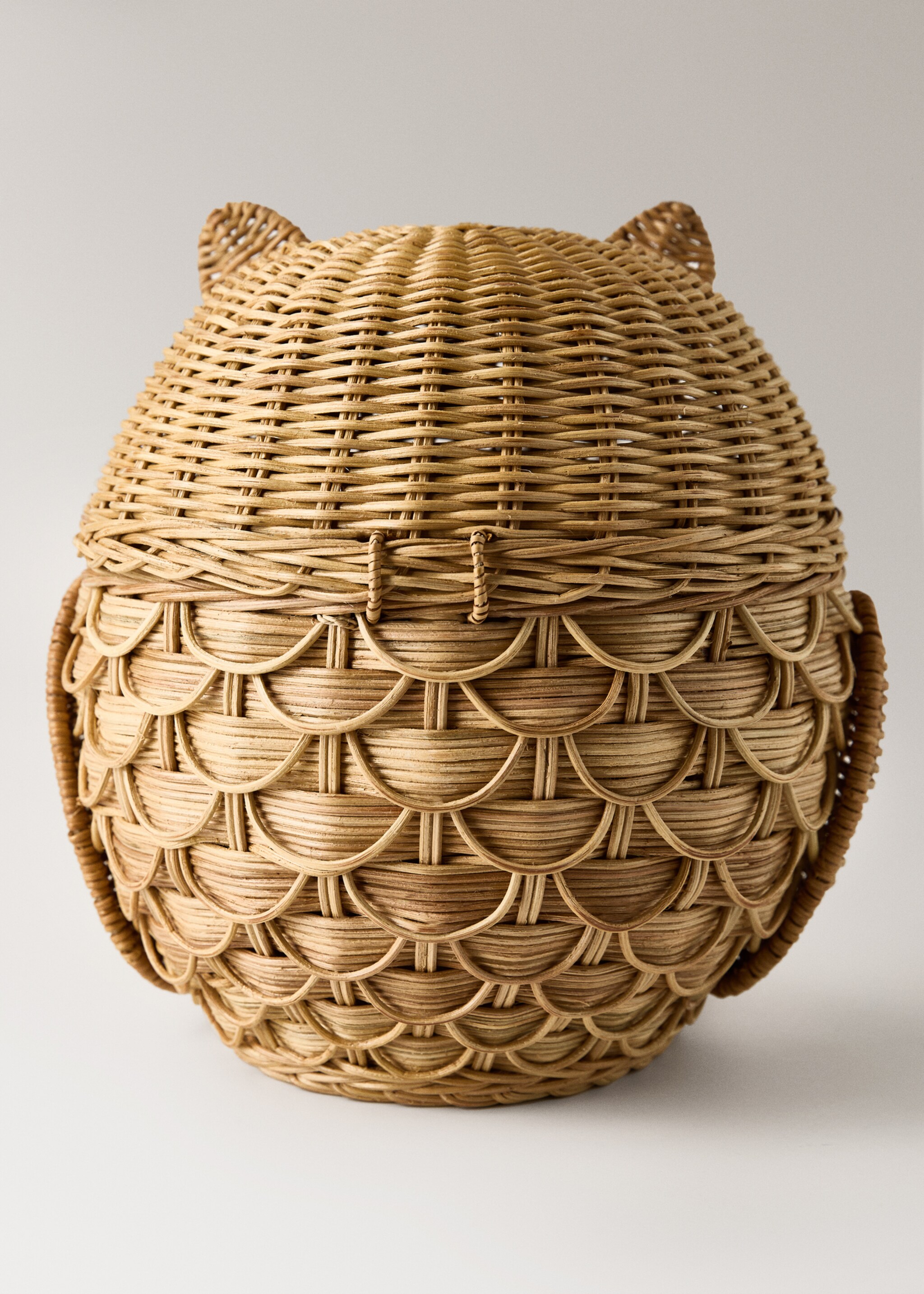 Rattan owl children’s basket - Details of the article 2, Brown. Ref: 17063322-00.