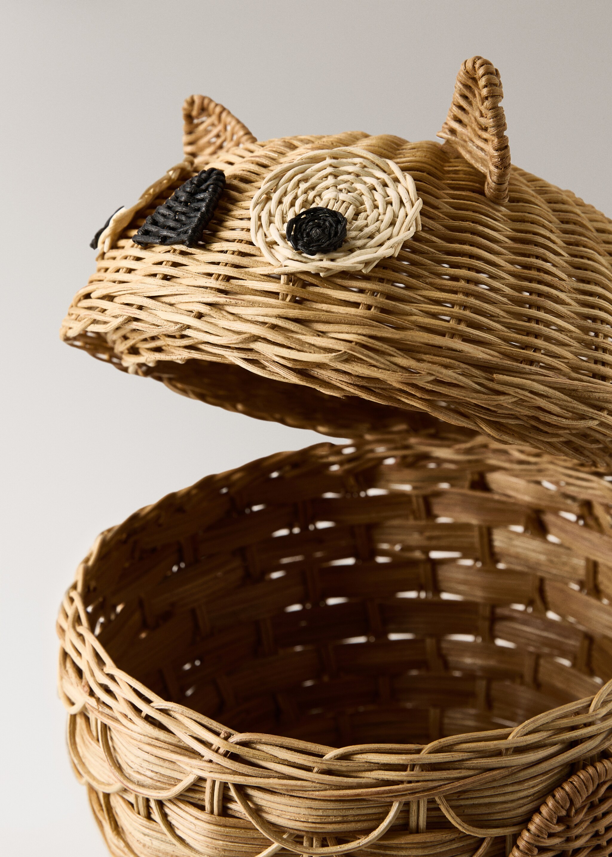 Rattan owl children’s basket - Details of the article 3, Brown. Ref: 17063322-00.