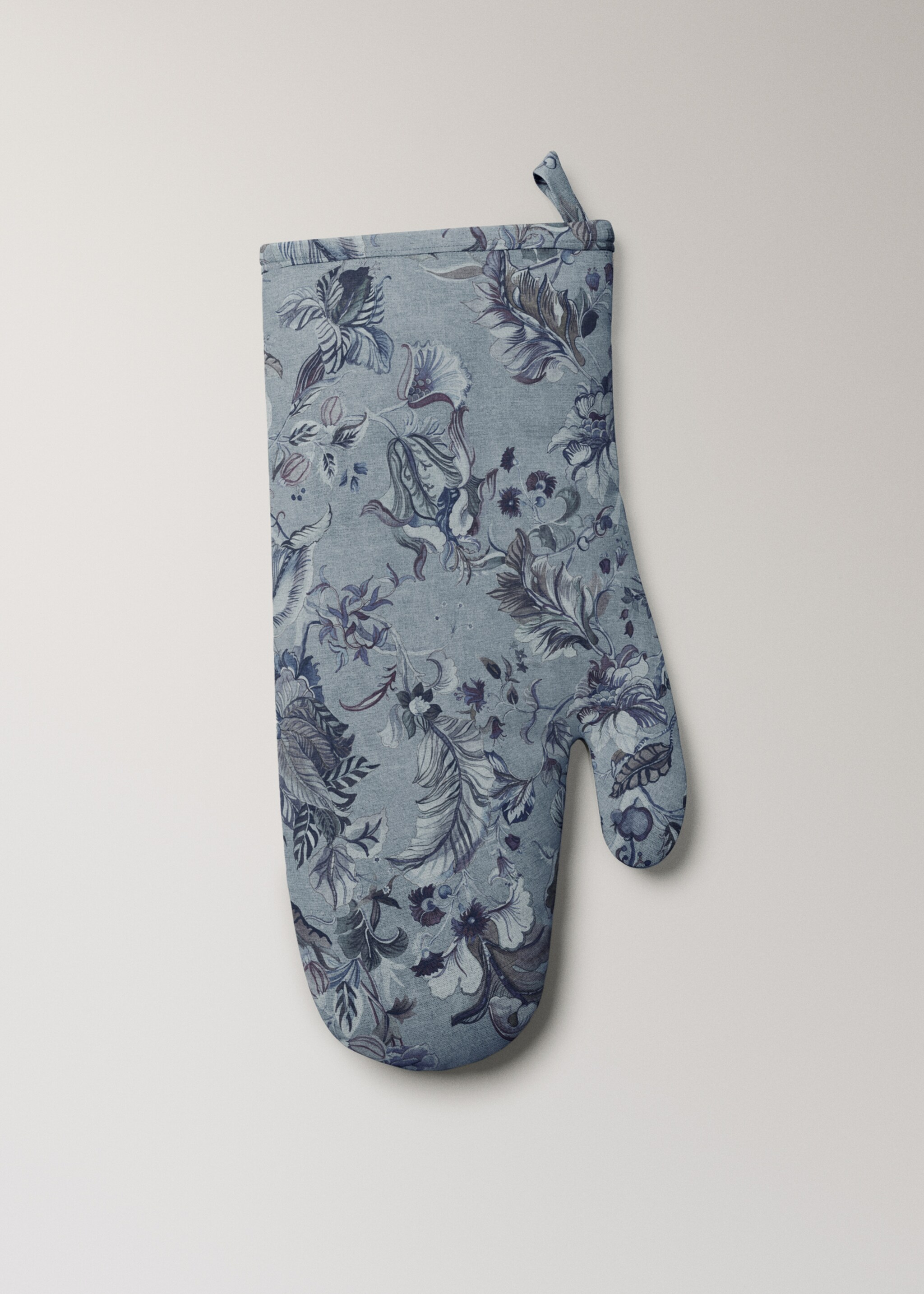 Printed cotton linen mittens - Article without model, Ink Blue. Ref: 17063323-00.
