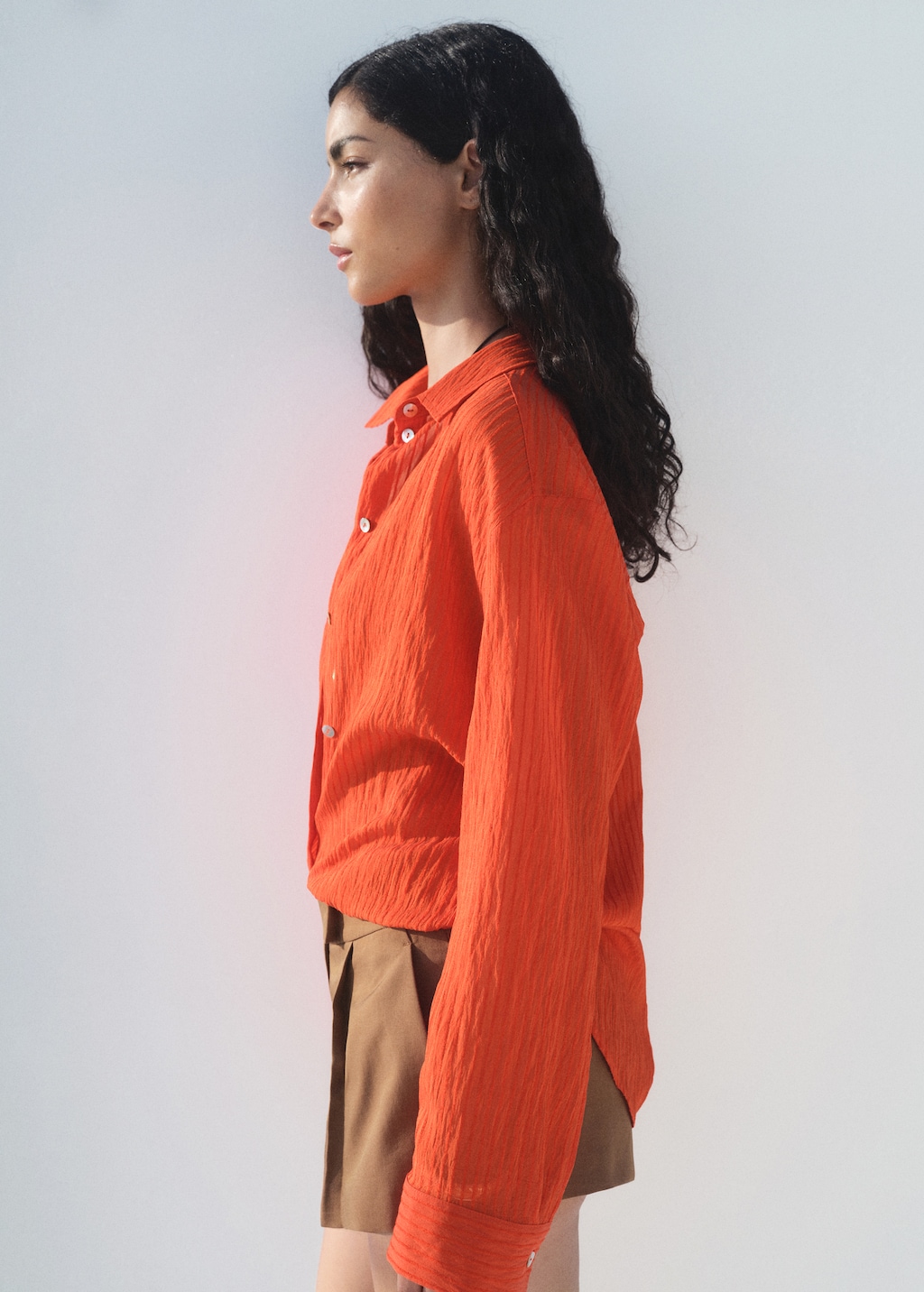 Oversized crinkled-effect shirt